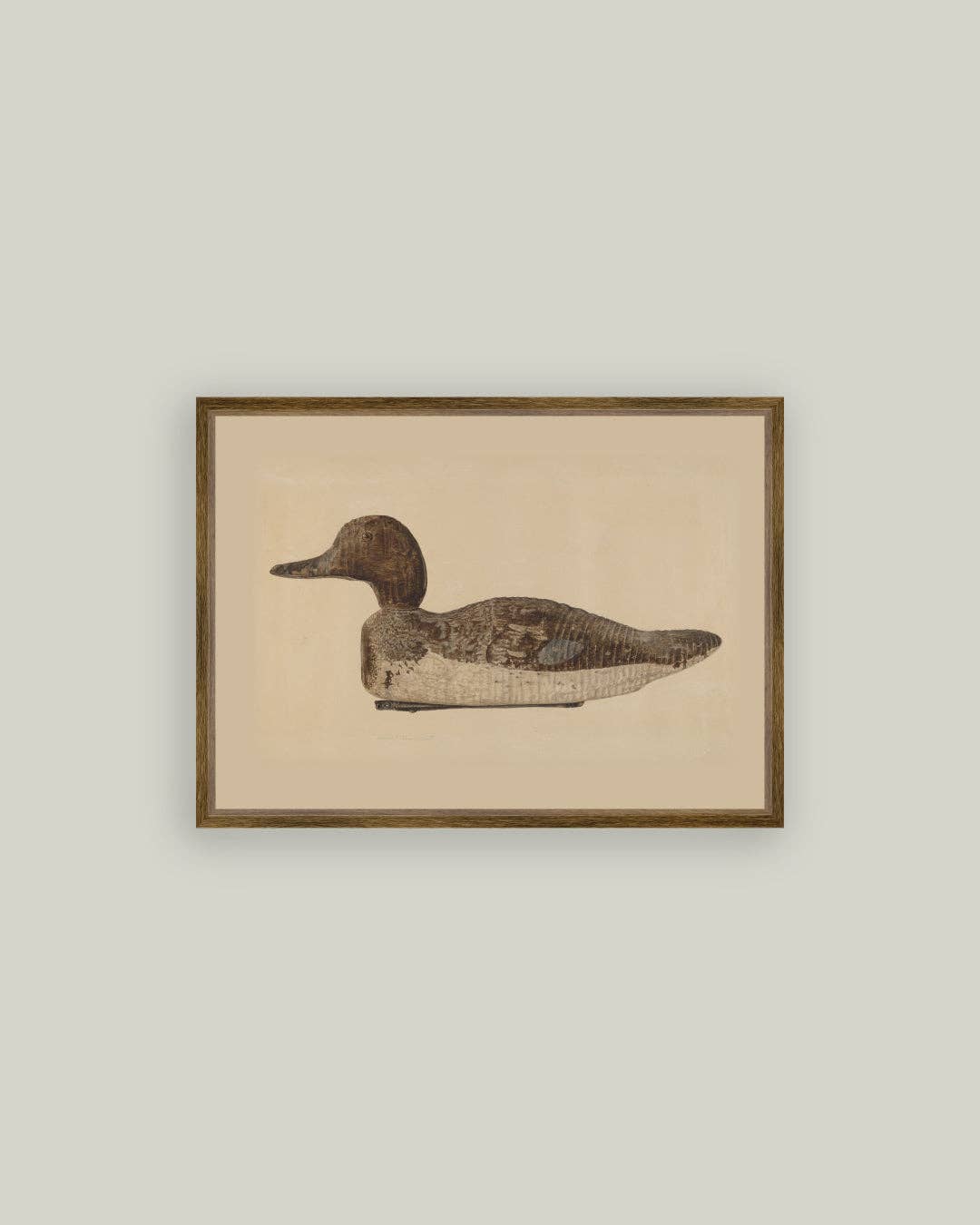 Wooden Duck Decoy Framed Antique Art: 6x4
