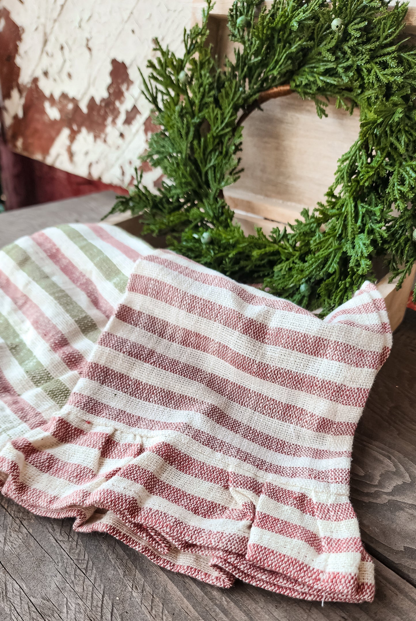 Holiday Colors Ruffle Tea towel