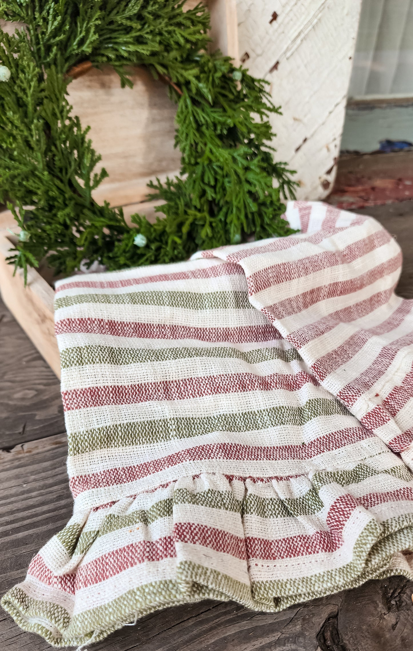 Holiday Colors Ruffle Tea towel