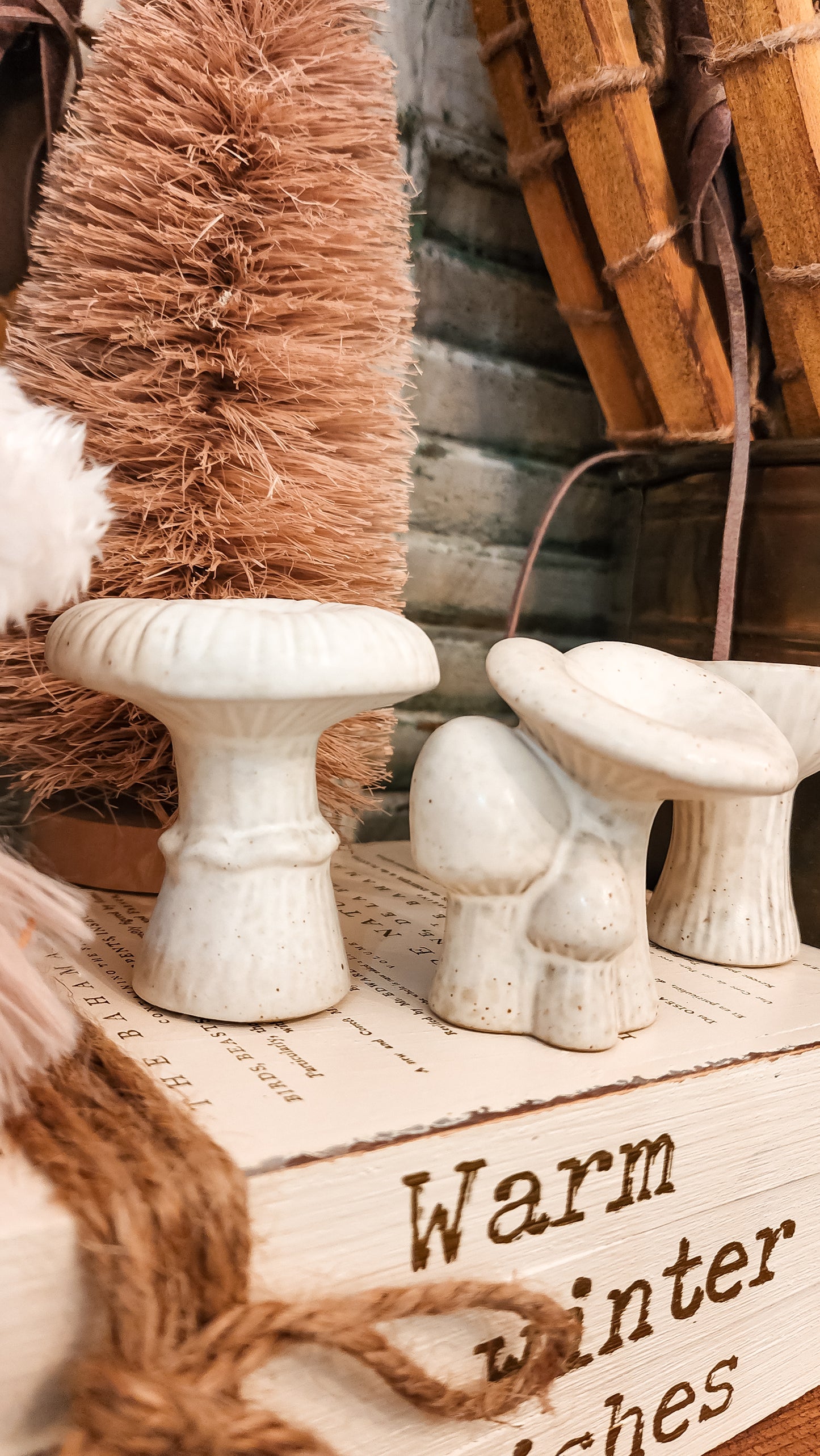Stoneware Mushroom Sitter