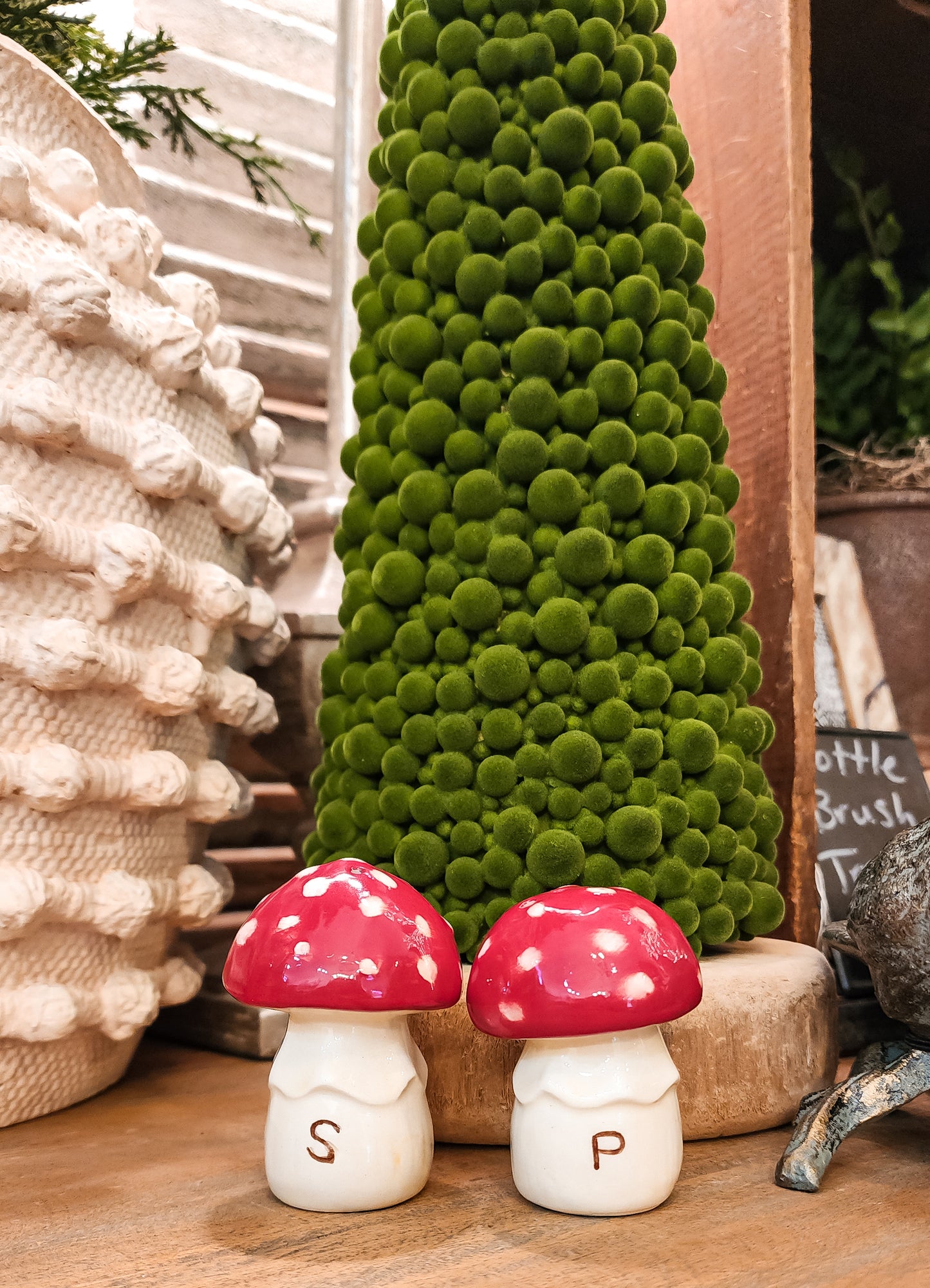 Ceramic Mushroom Salt + Pepper Set