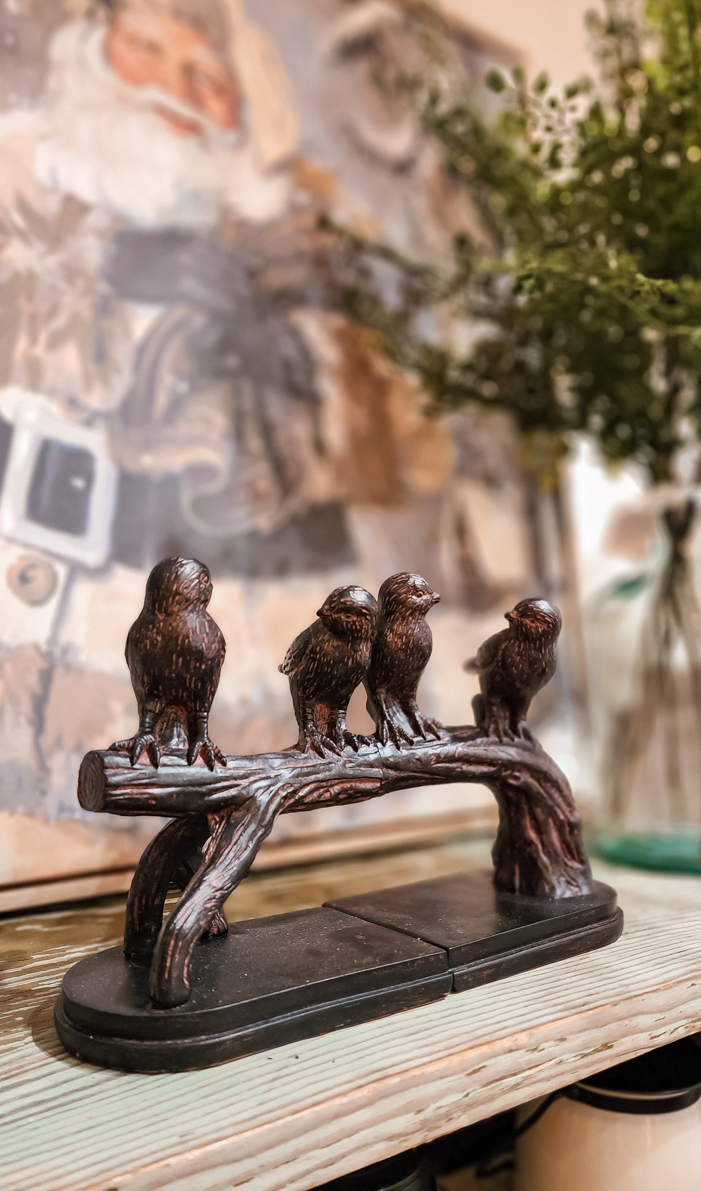 Resin Bird on Branch Bookends