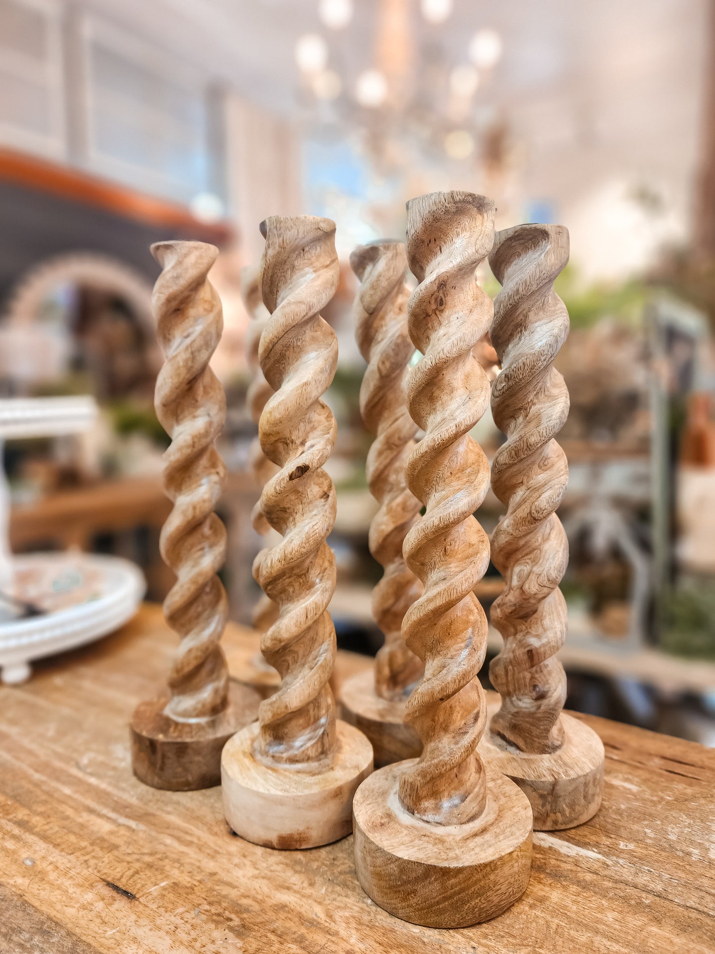 Twisted Mango Wood Taper Holder