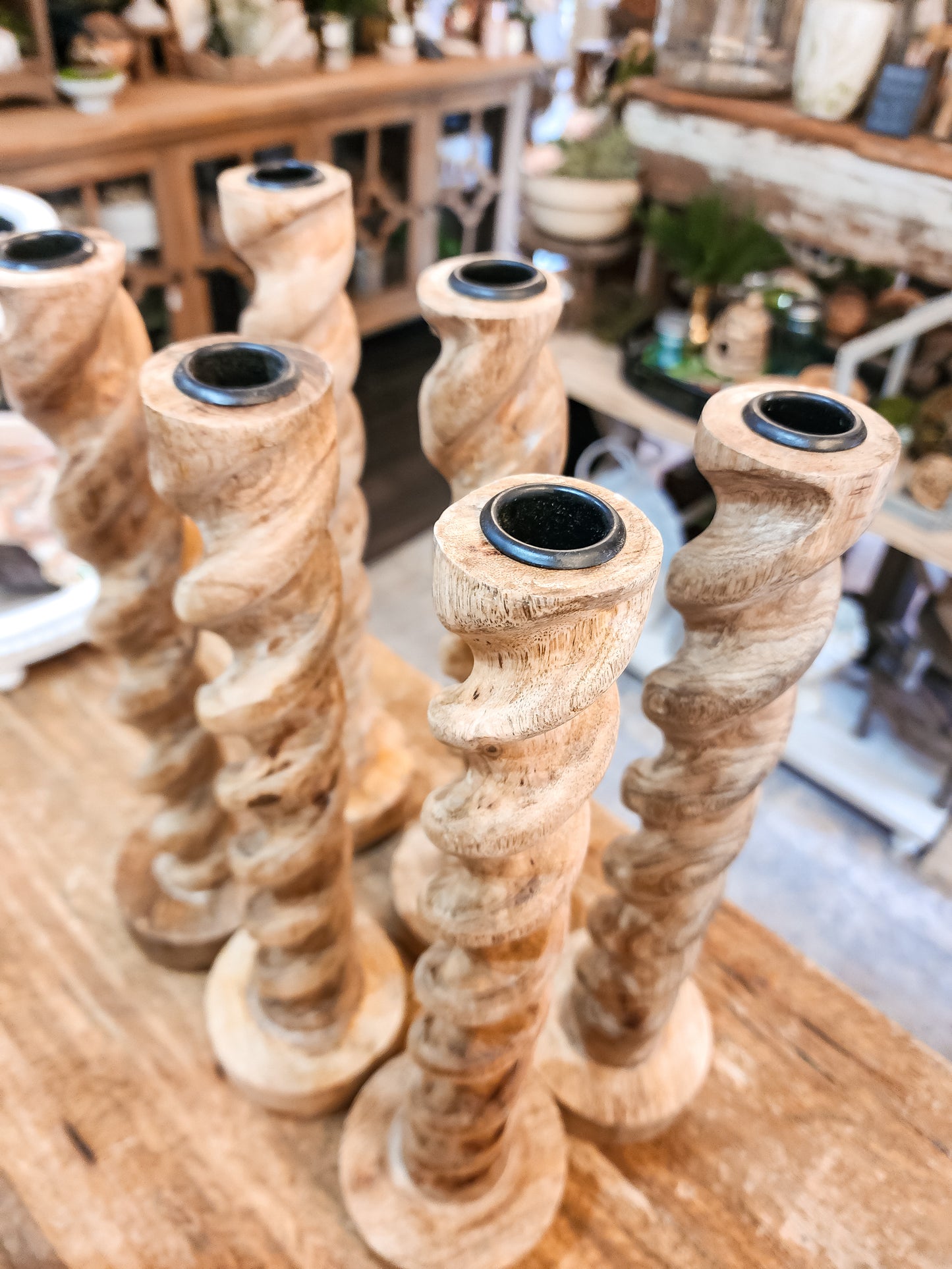 Twisted Mango Wood Taper Holder