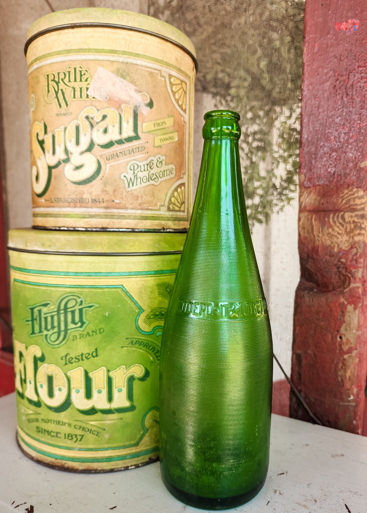 Vintage Green Glass Bottle