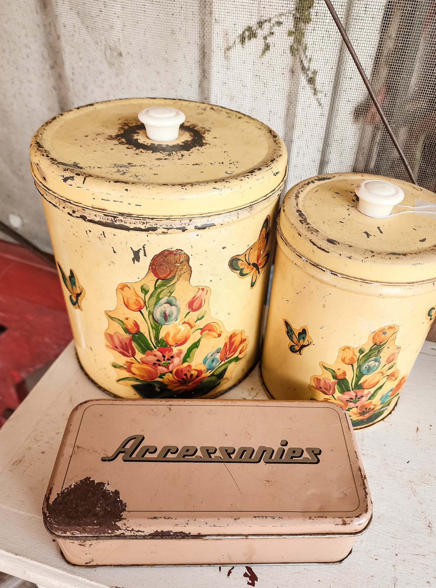 Pale Pink Metal Accessories Tin