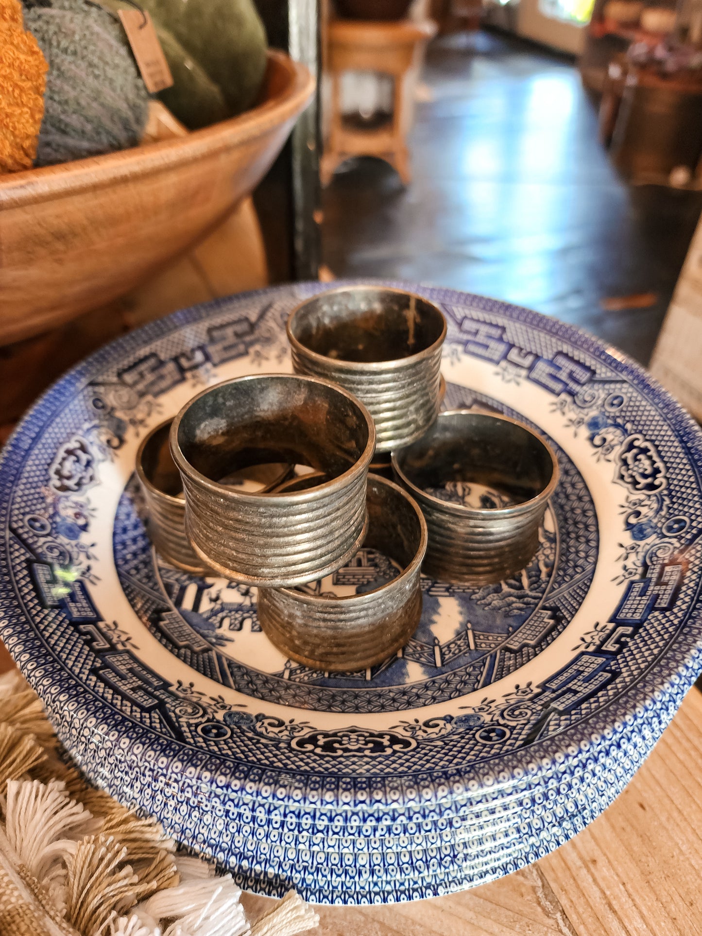 Set of 6 Silver Ribbed Napkin Rings