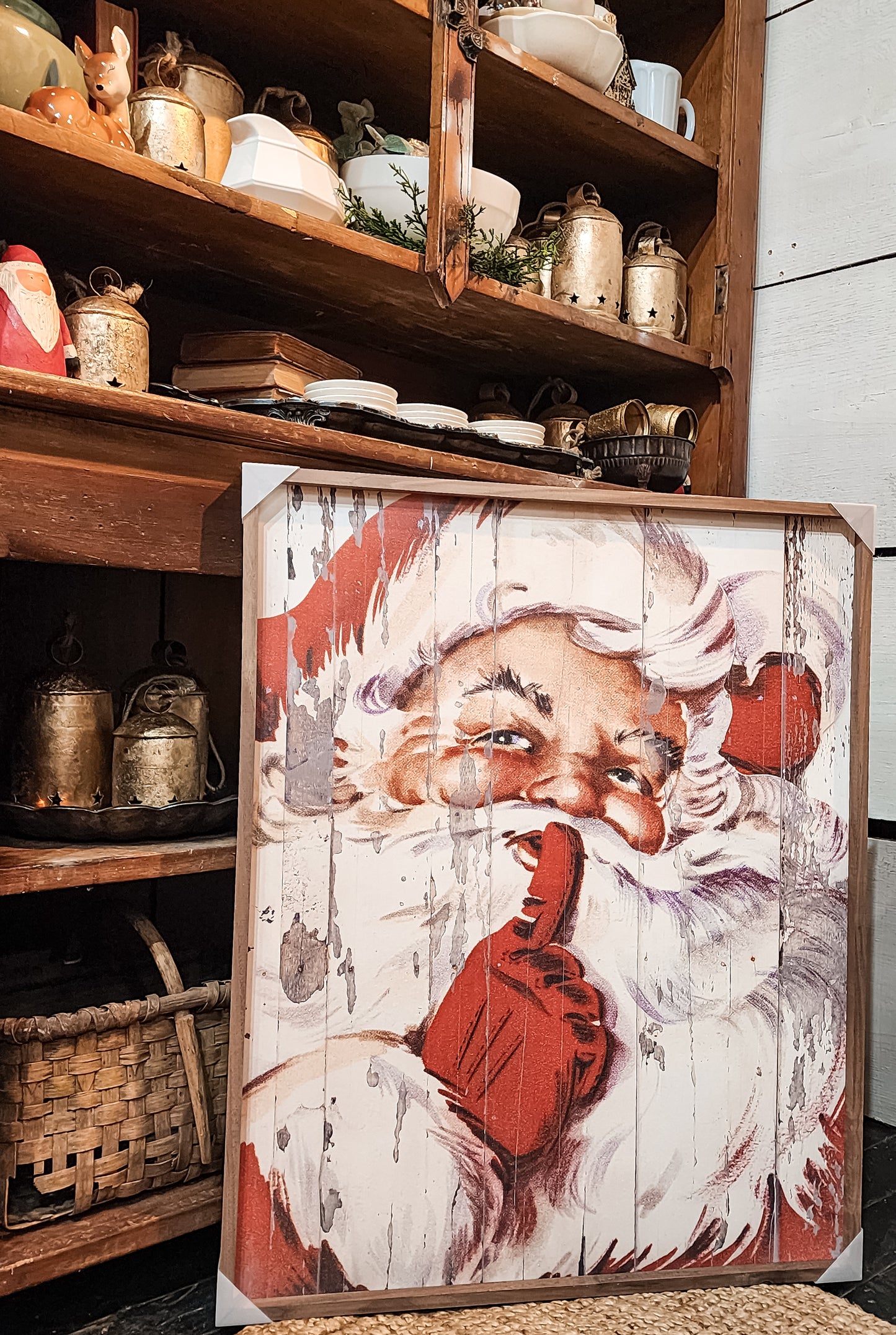 Wood Framed Santa Face (CAN NOT SHIP)