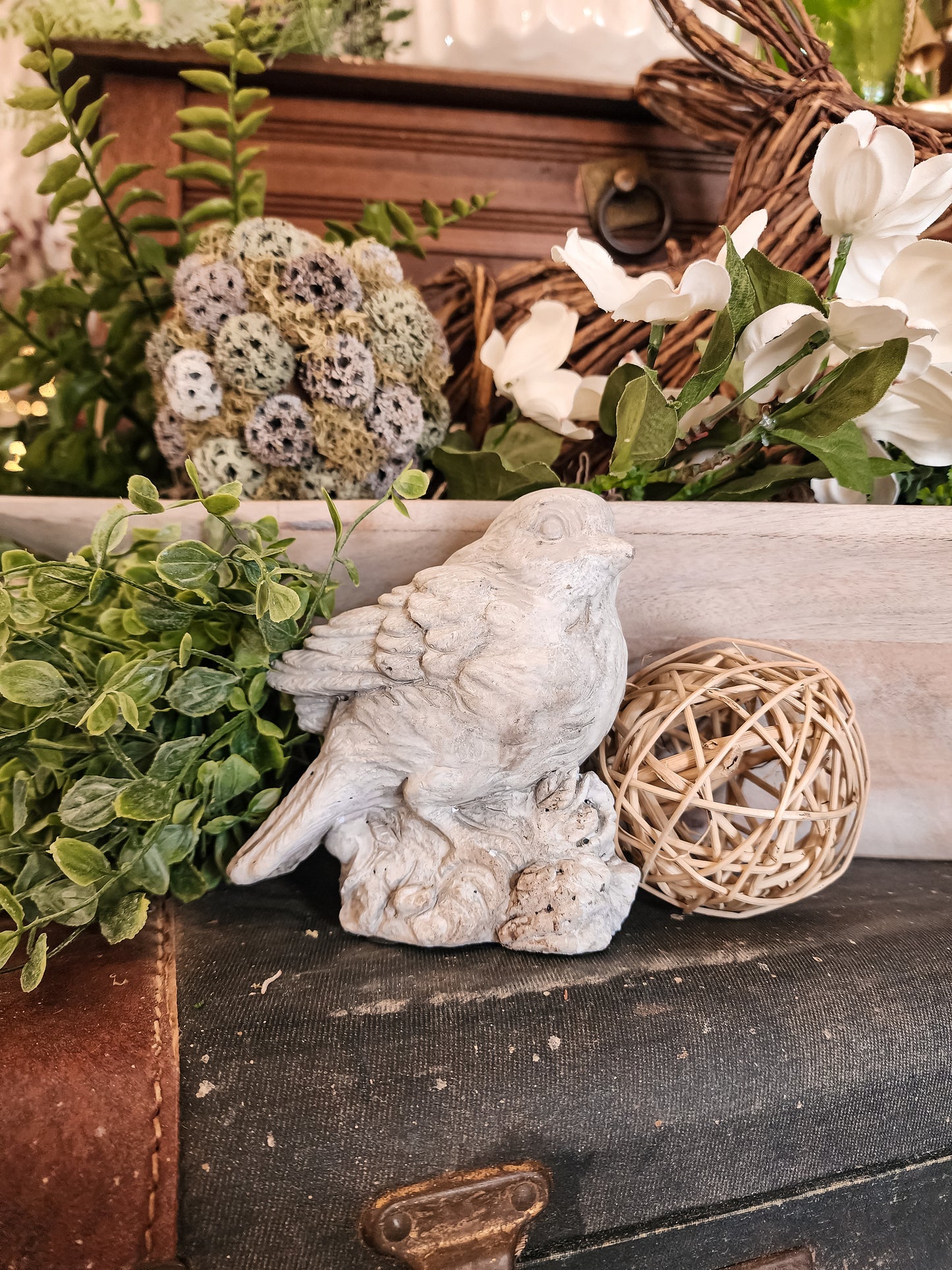 Perry Perched Cement Bird