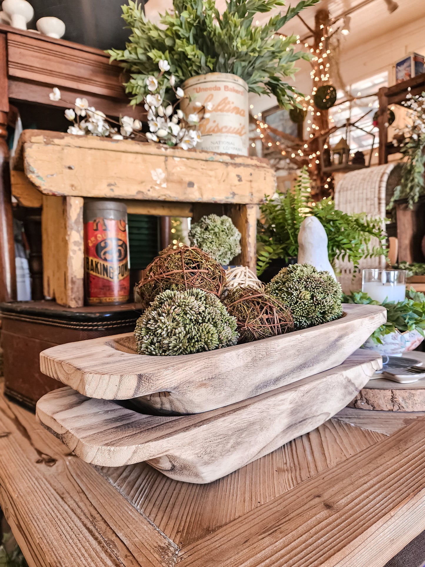 Laci Whitewashed Wood Bowl With Flat Handles
