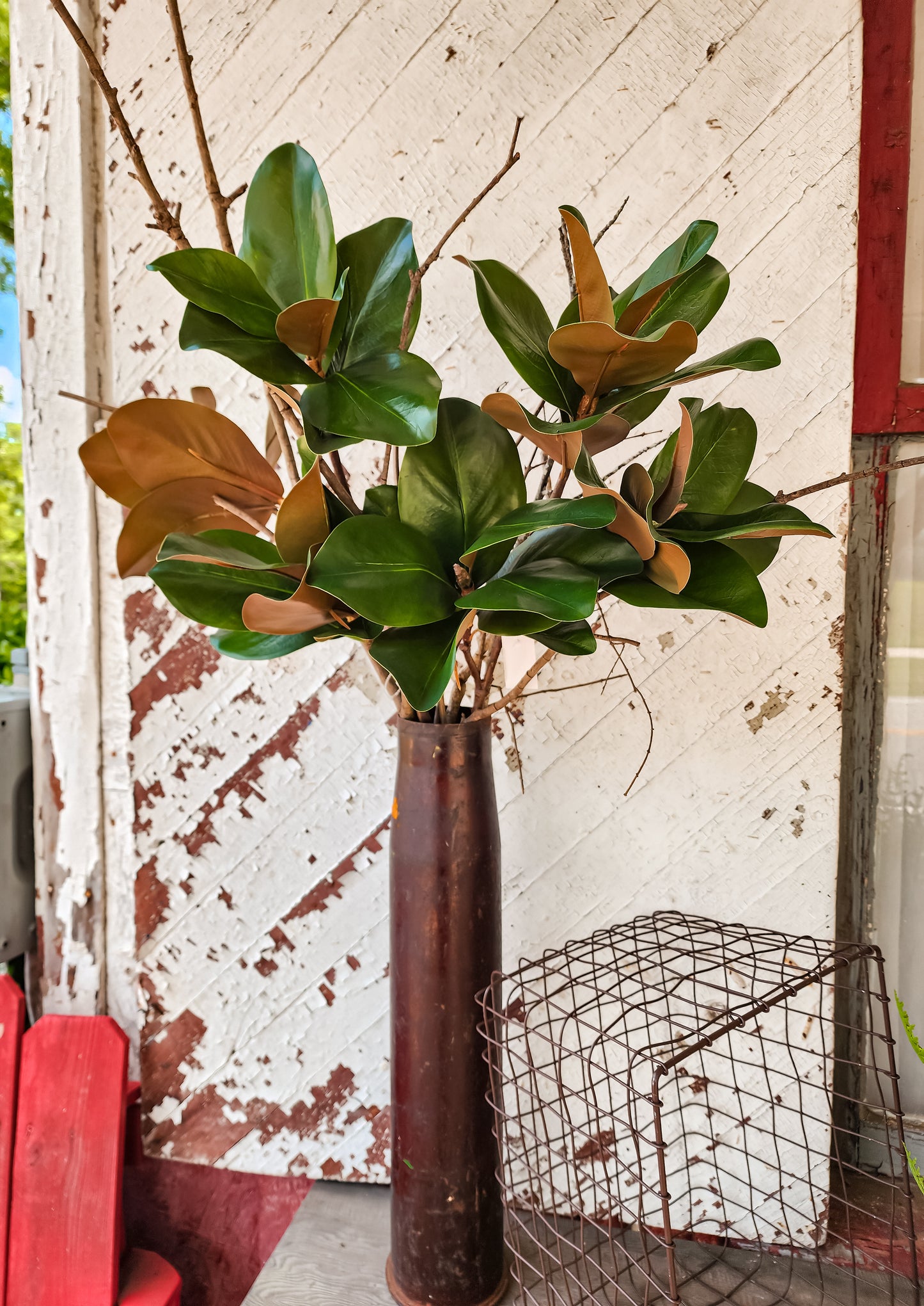 41" Magnolia Leaf Branch (Real Touch)