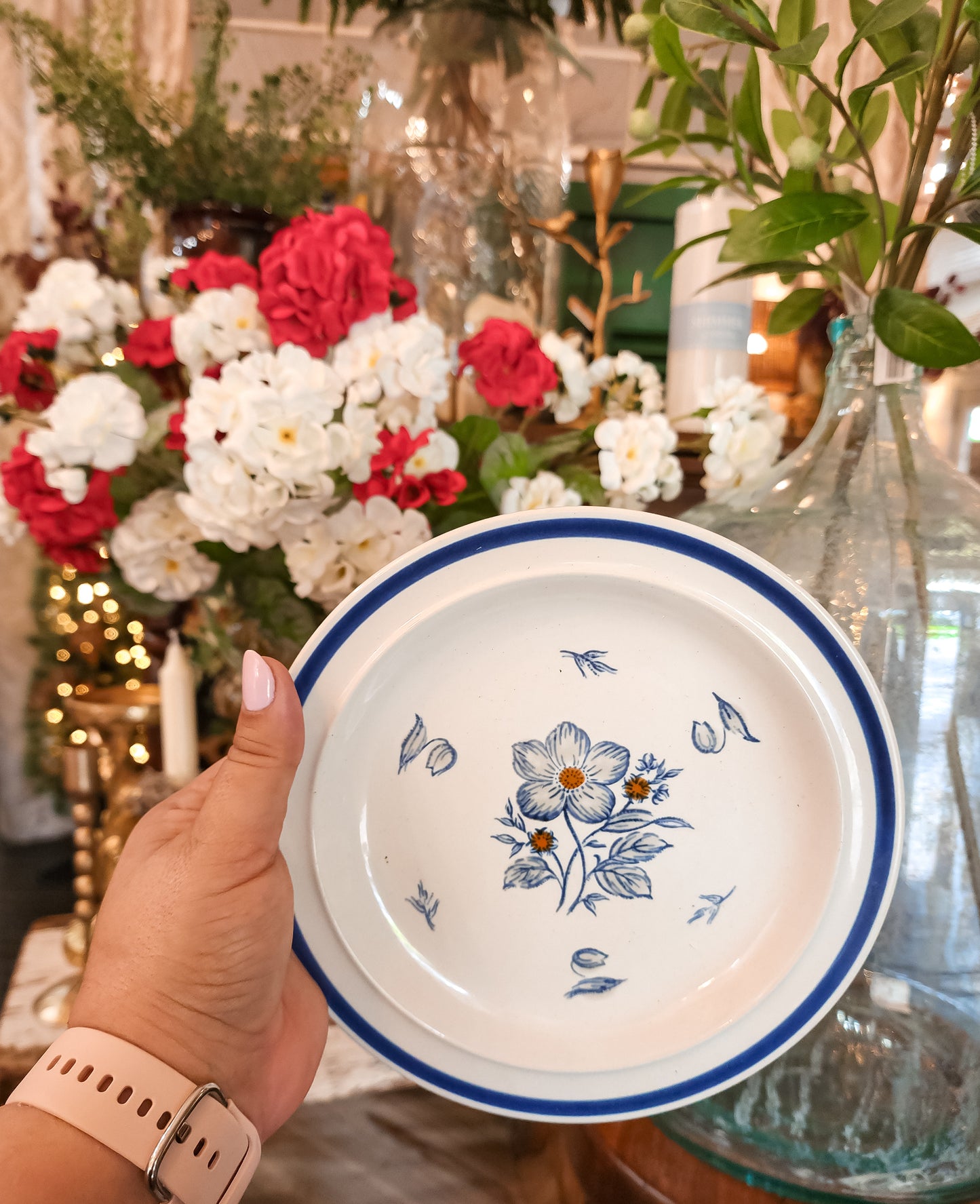 Blue Floral "Stoneware" Plate