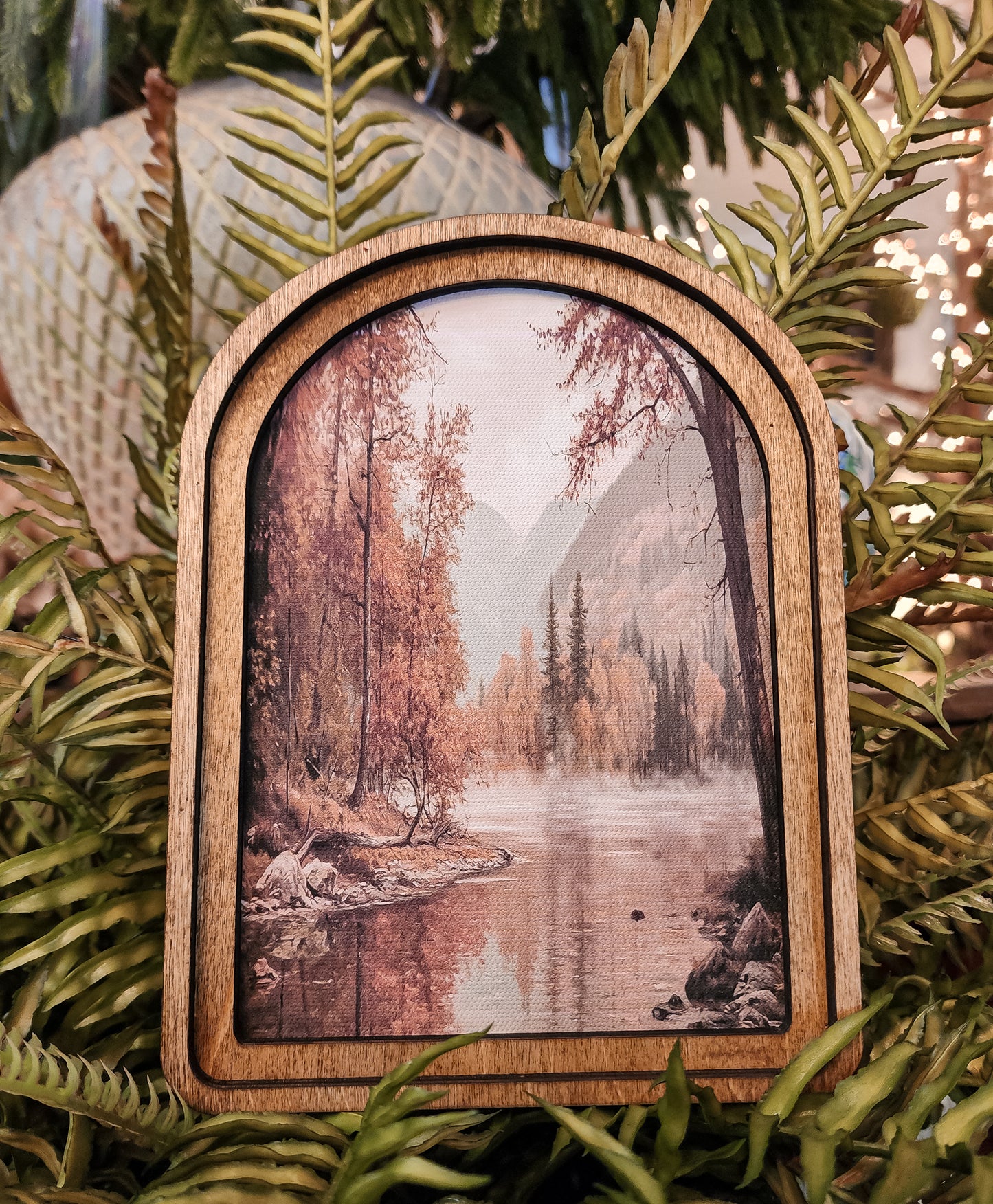 Arch Top Autumn River Framed Art