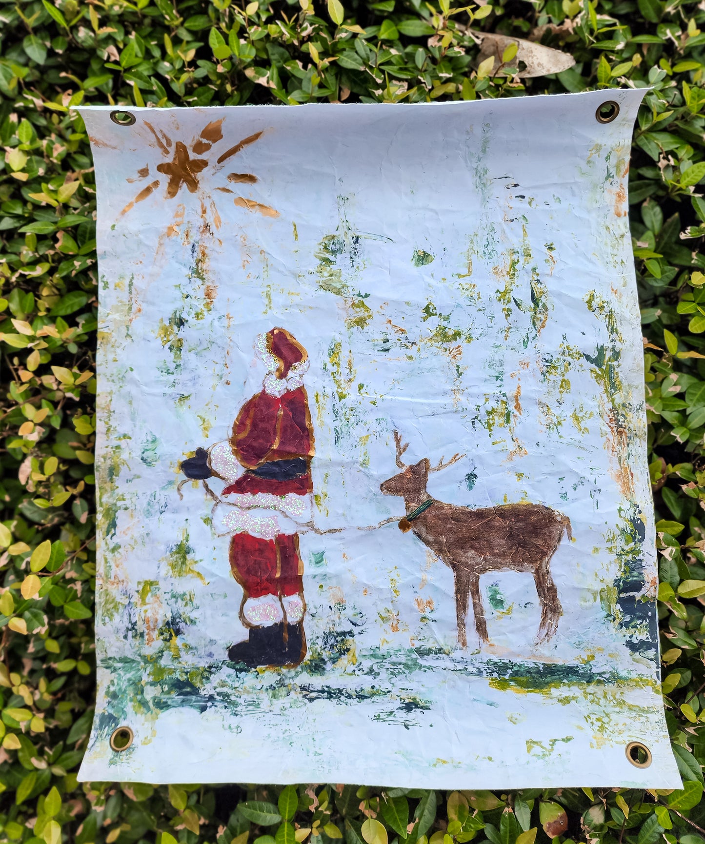Santa + Deer Paper Art