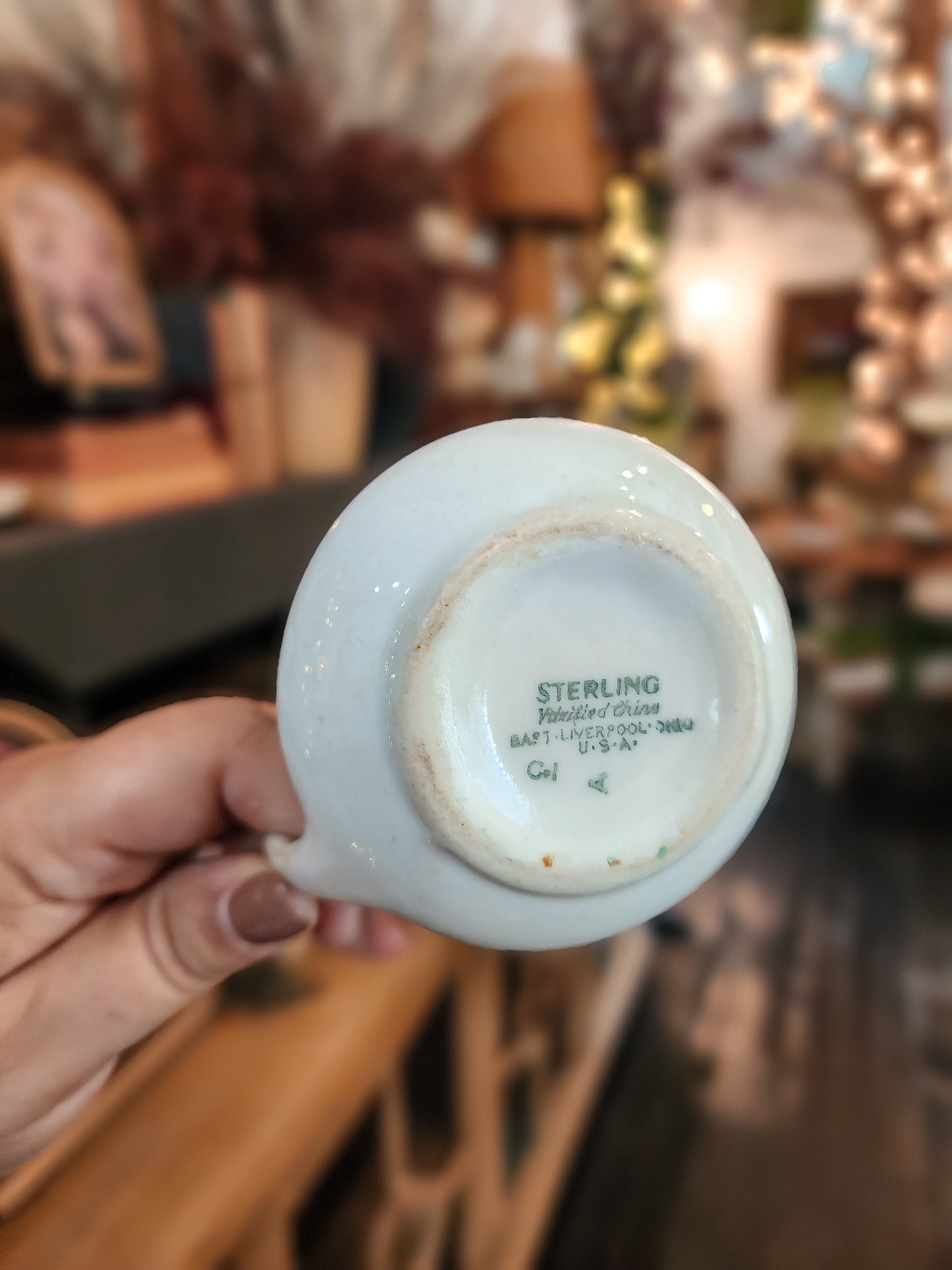 Green Trim Short Creamer