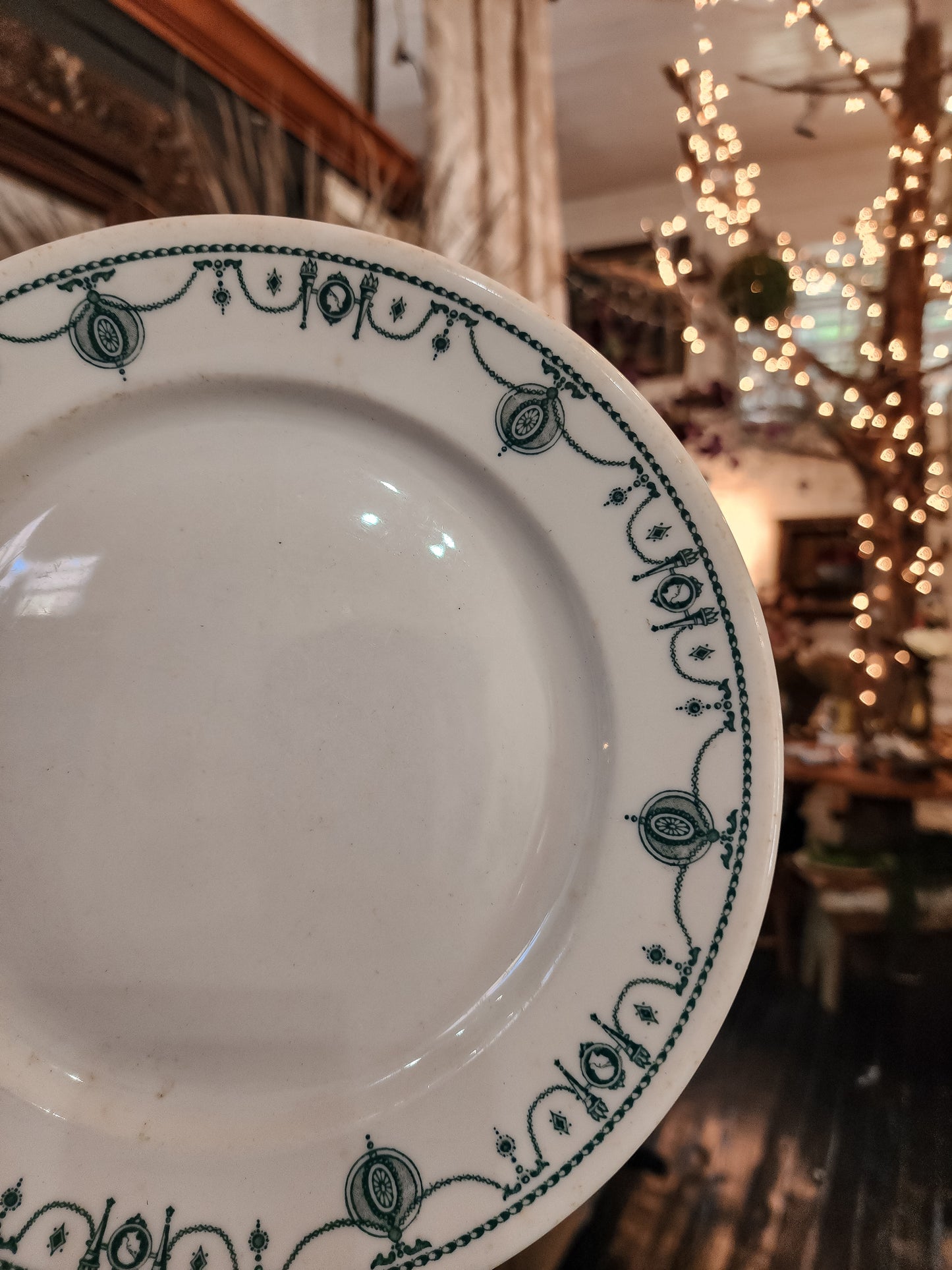 Stoneware Plate with Blue Boarder
