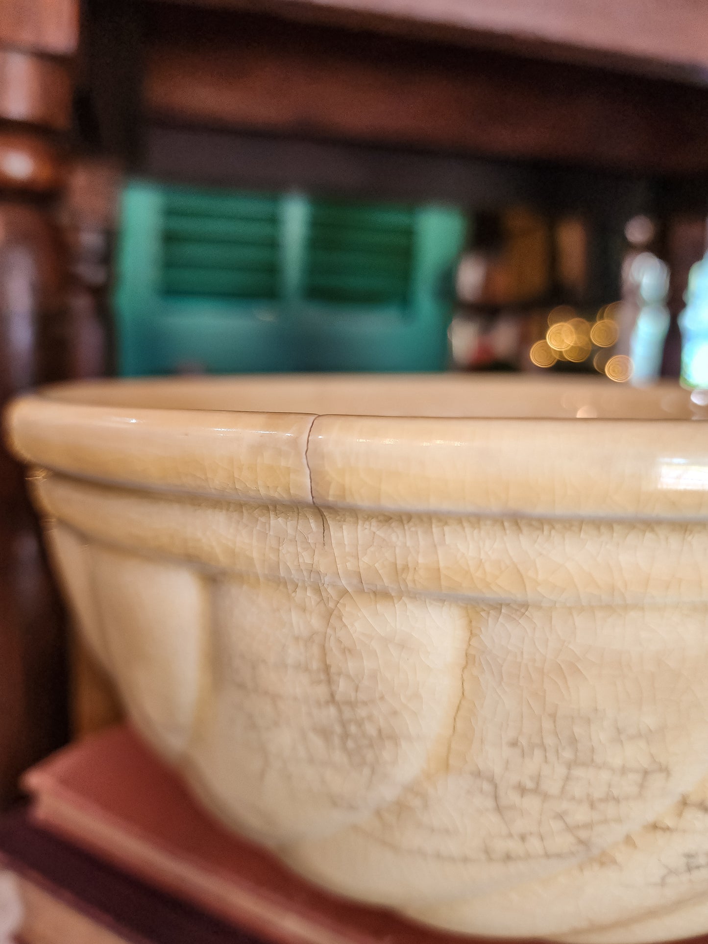 Primitive Yellow Ware Bowl (EXTREMELY CRAZED)