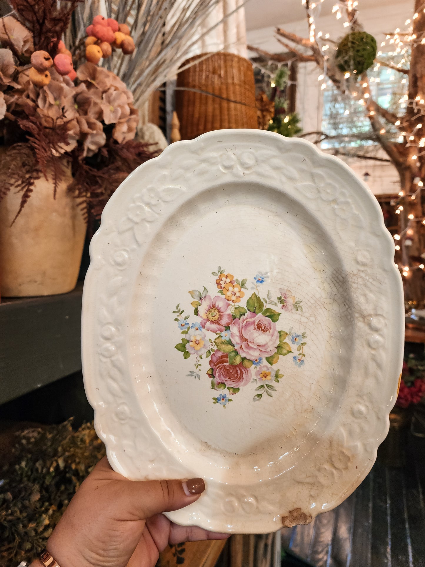 Crazed Floral Plate