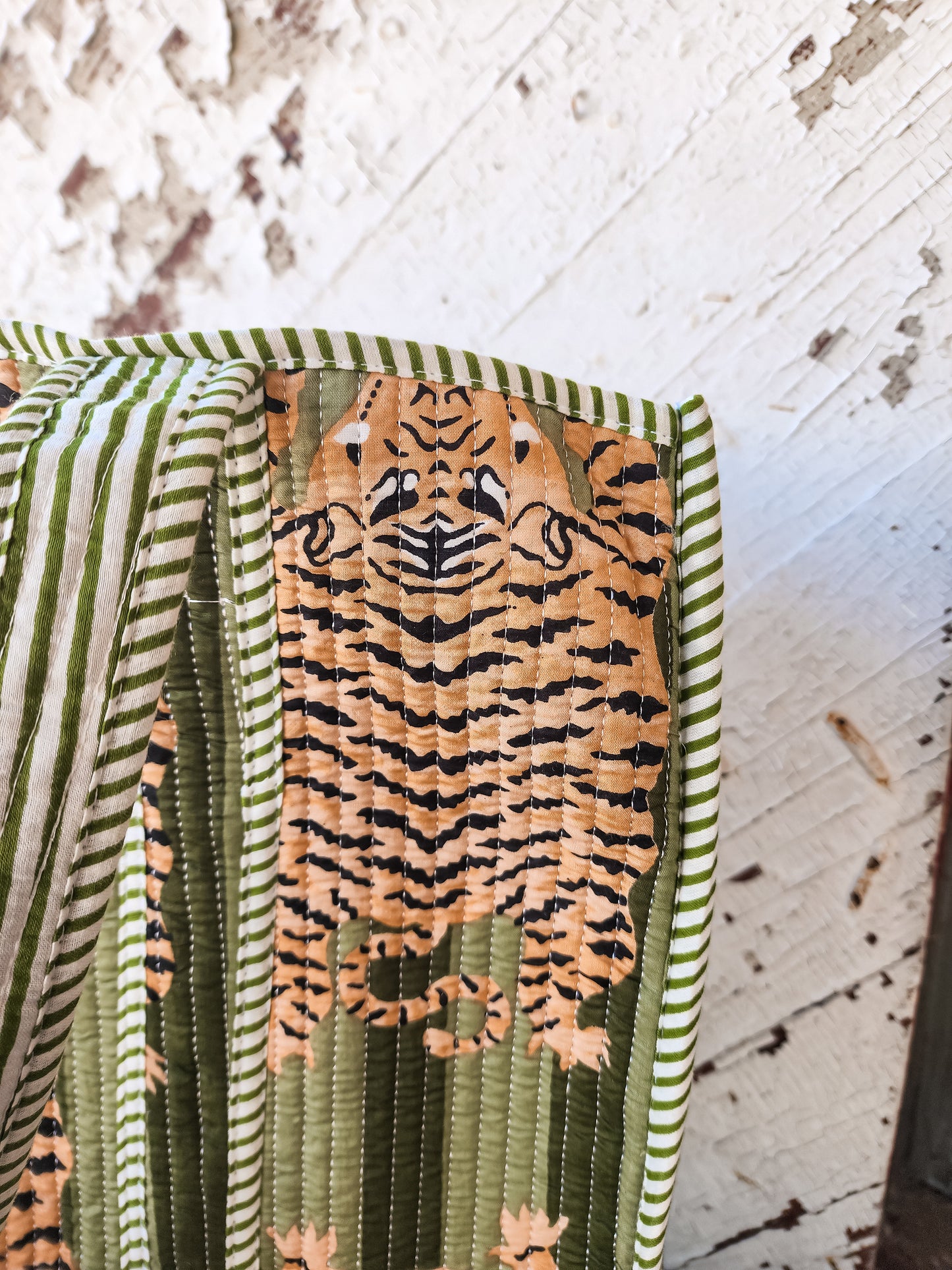 XL Green Tiger Quilted Bag