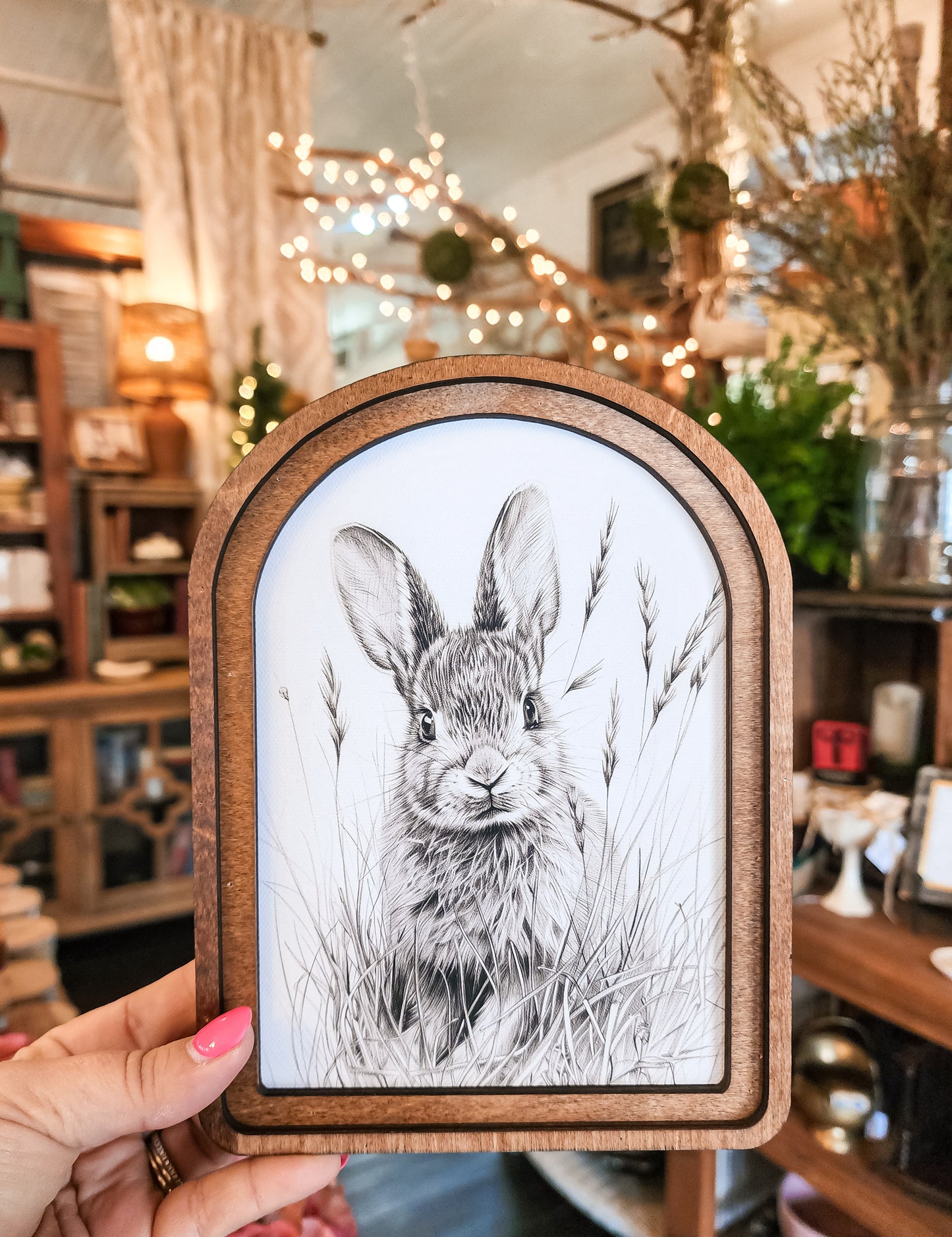 Arch Bunny Sketch Framed Art