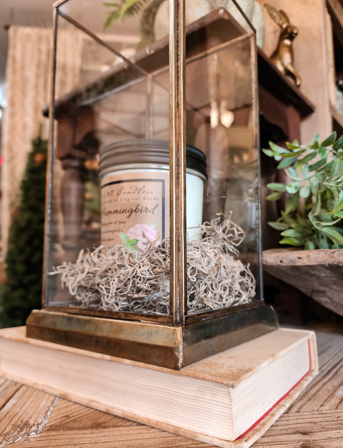 Antique Style Glass with Reclaimed Bottom Candle Hurricane