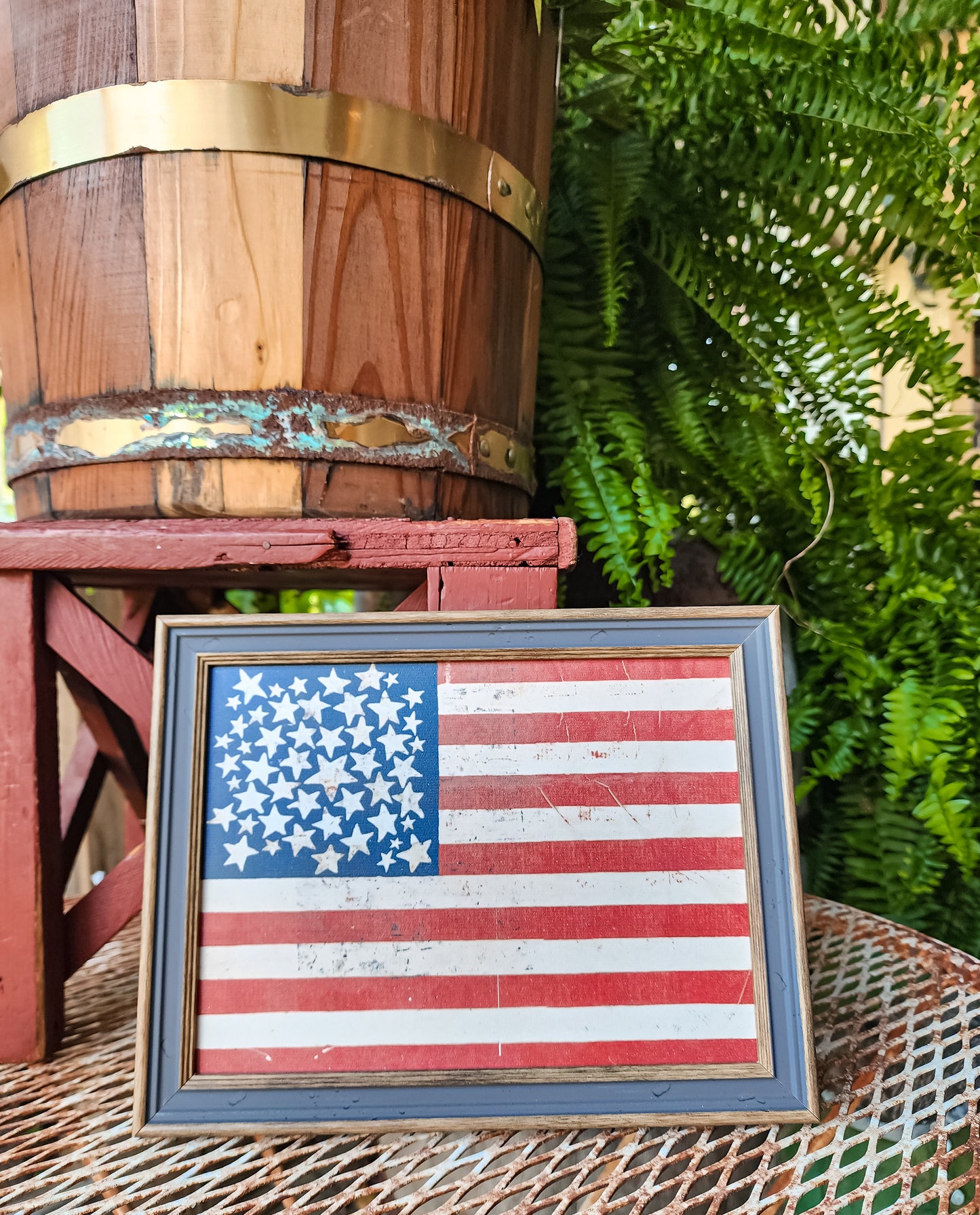 Rustic Flag Framed Antique Art (LARGE)