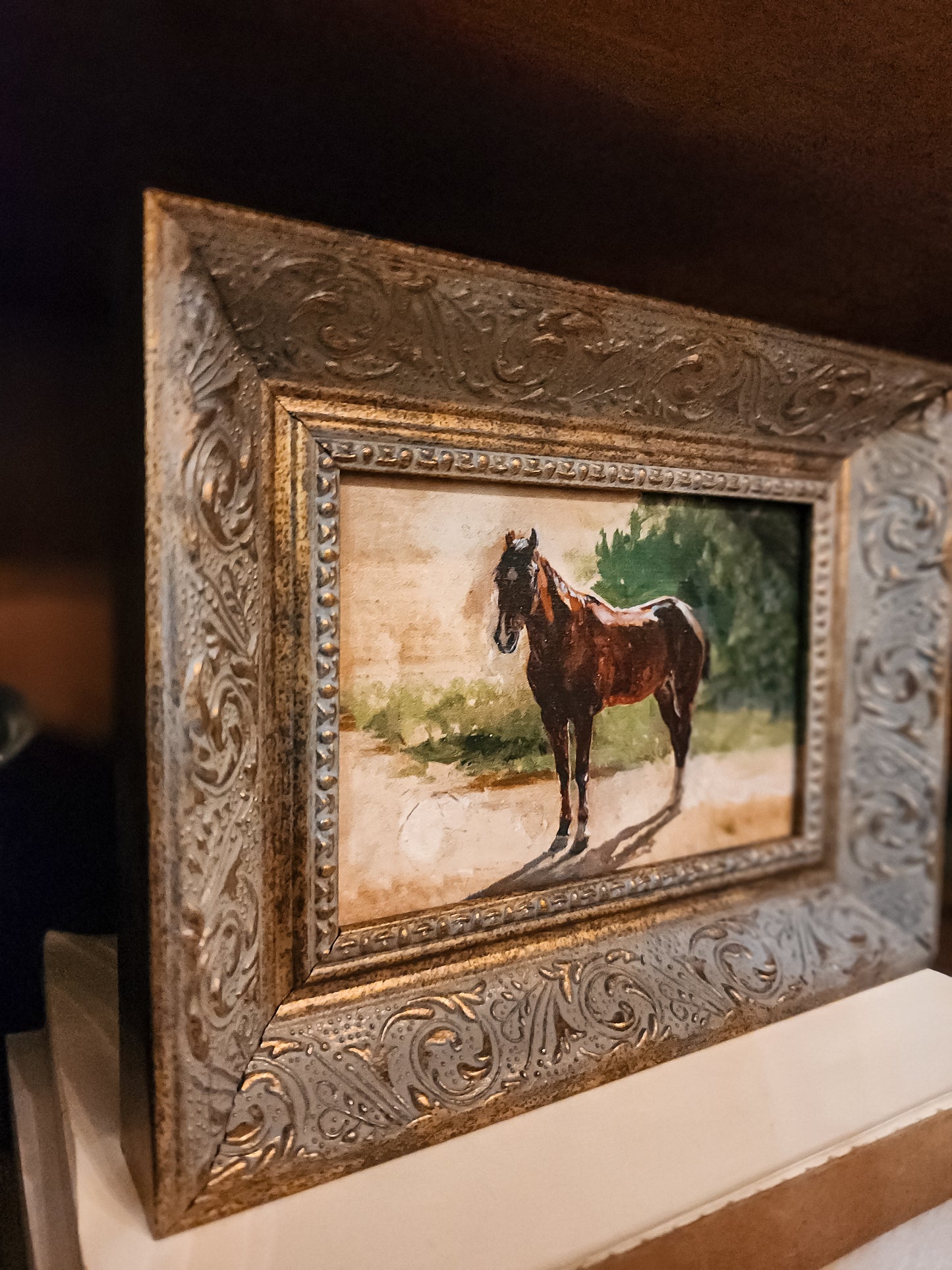 Brown Horse Study Framed Antique Art