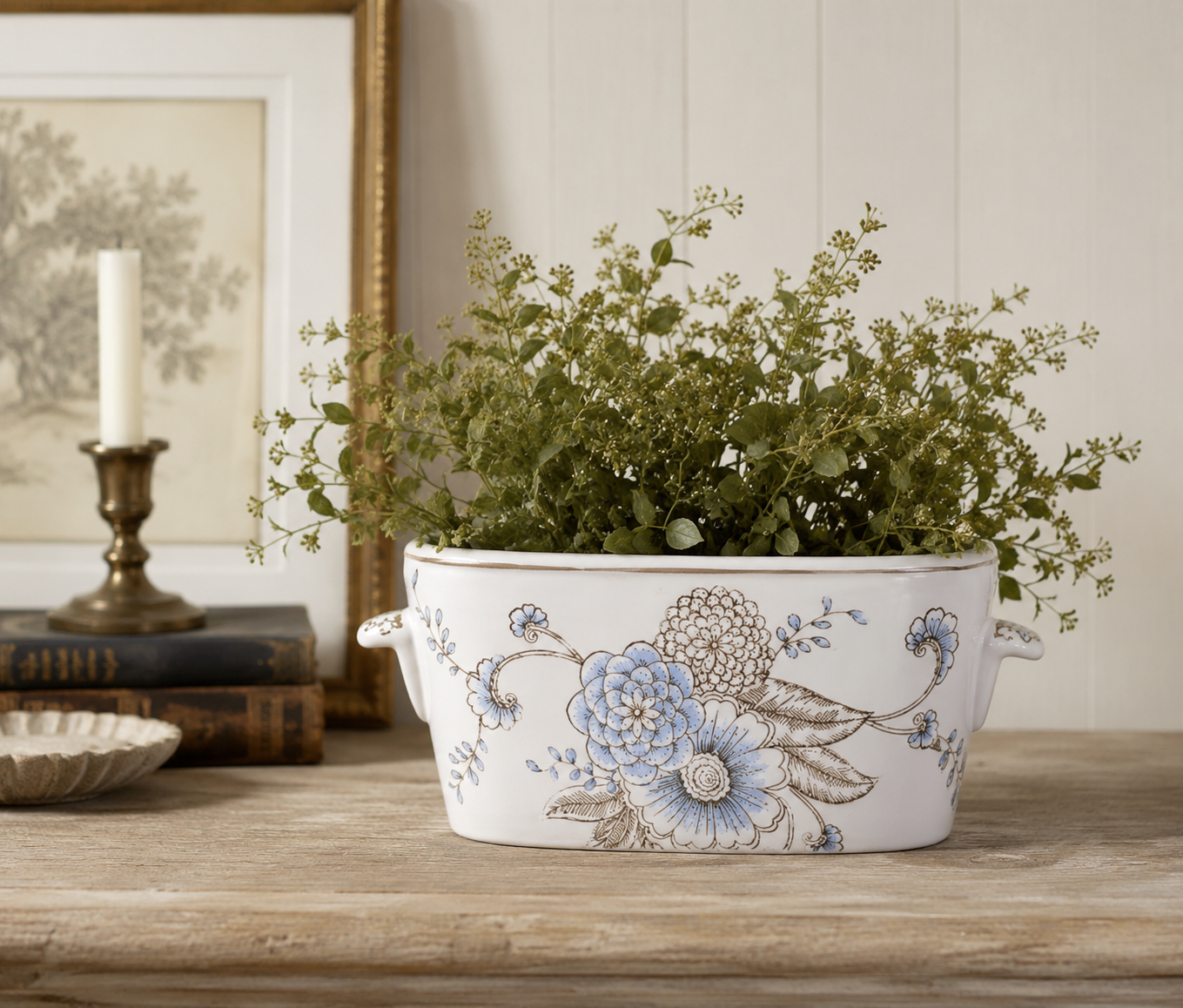 Vintage Style Floral Porcelain Planter