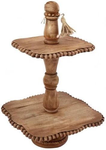 Natural Wood Bead Two Tier Server