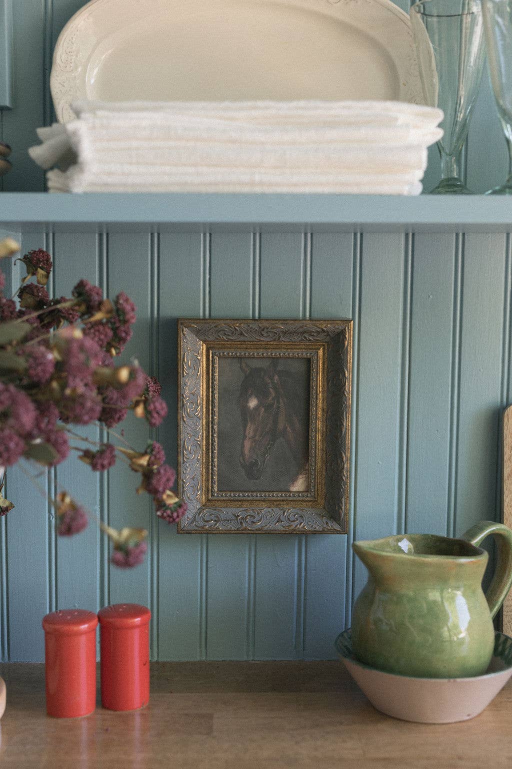 Horse Portrait Framed Antique Art: 5x7