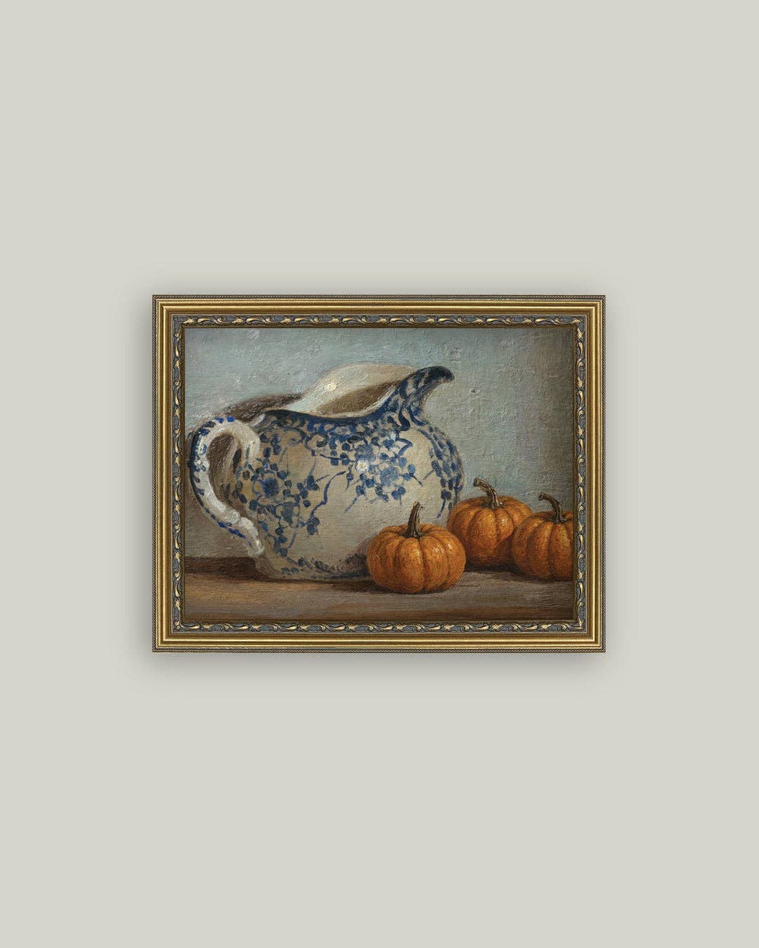 Still Life Pumpkins and Pitcher