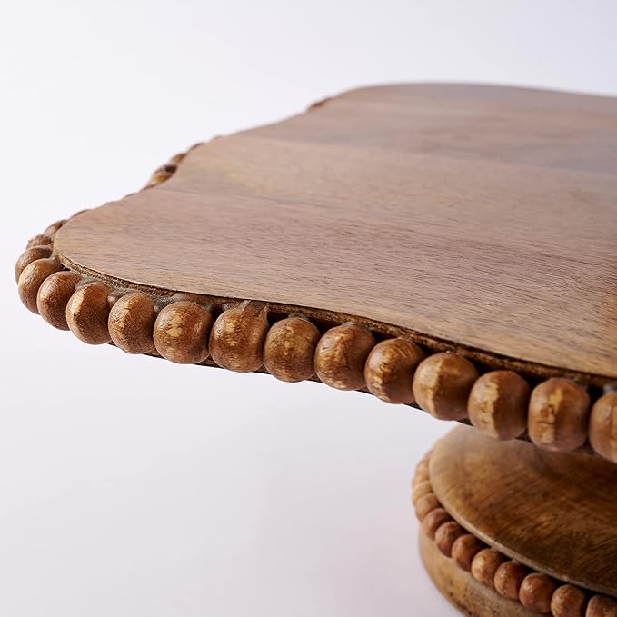 Natural Wood Bead Two Tier Server