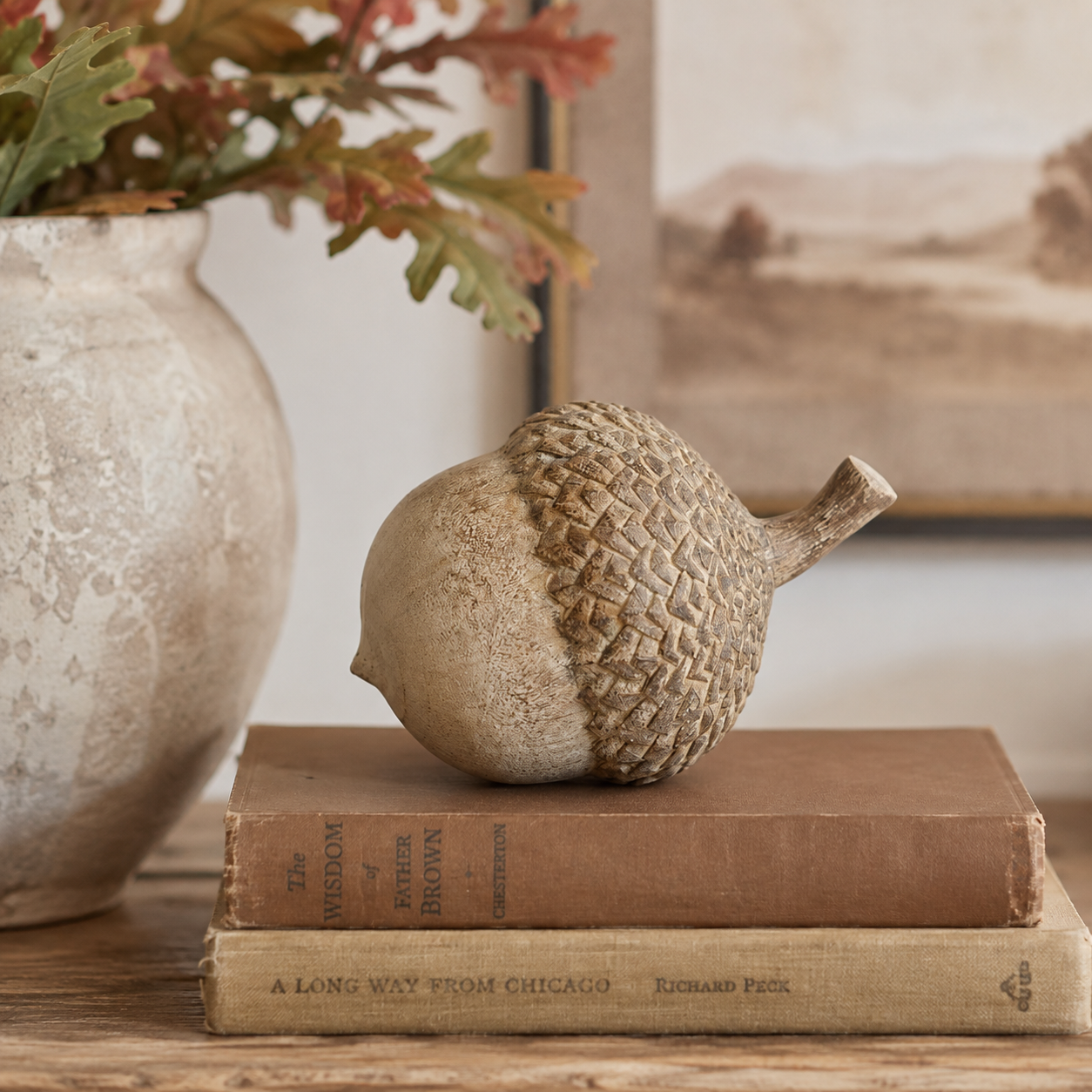 Whitewashed Resin Acorn