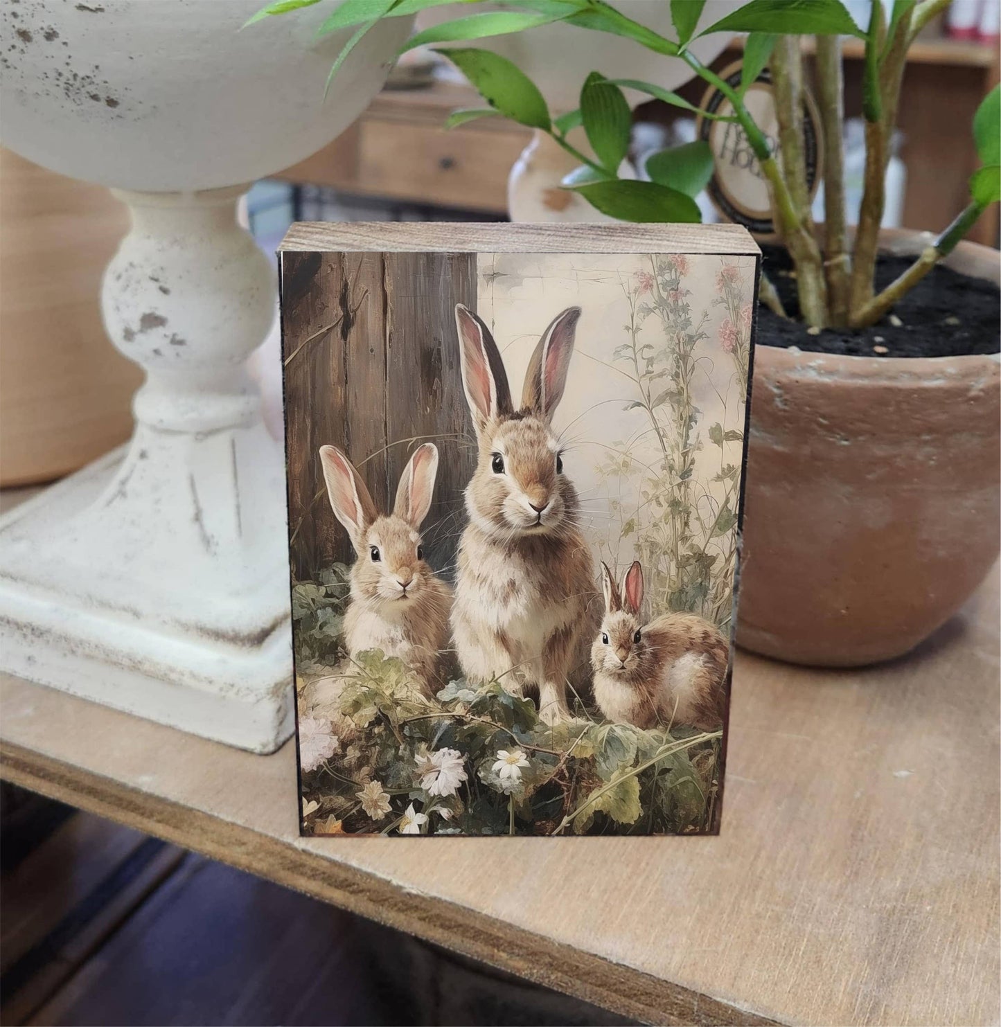 Bunny Trio Printed Block