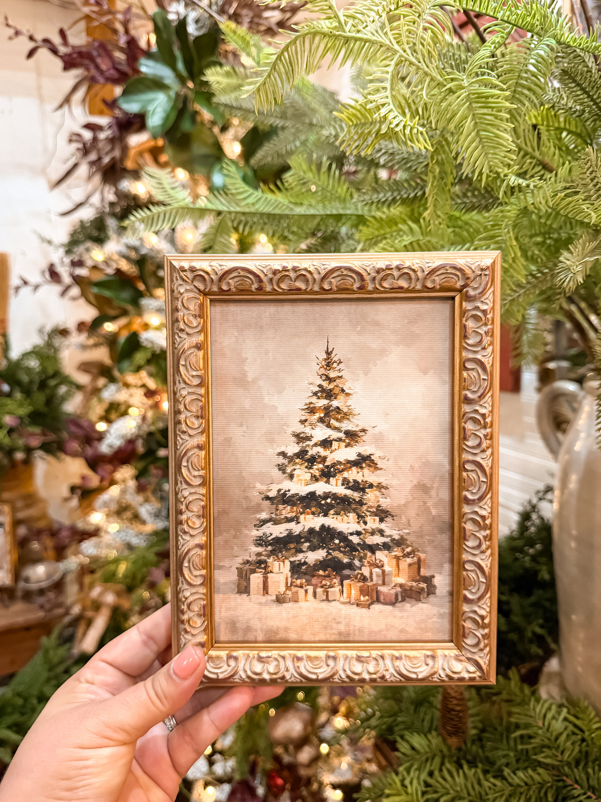 Vintage Style Christmas Tree Gold Frame