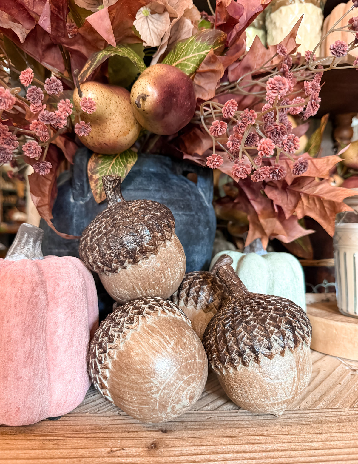 Gathered Resin Acorn Set of 4