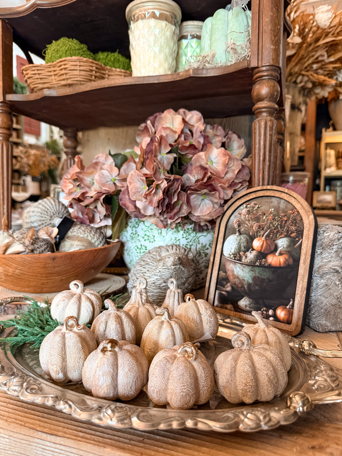 Assorted Faux Woodgrain Mini Pumpkins