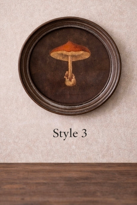 Round Framed Mushroom Print (Assorted)