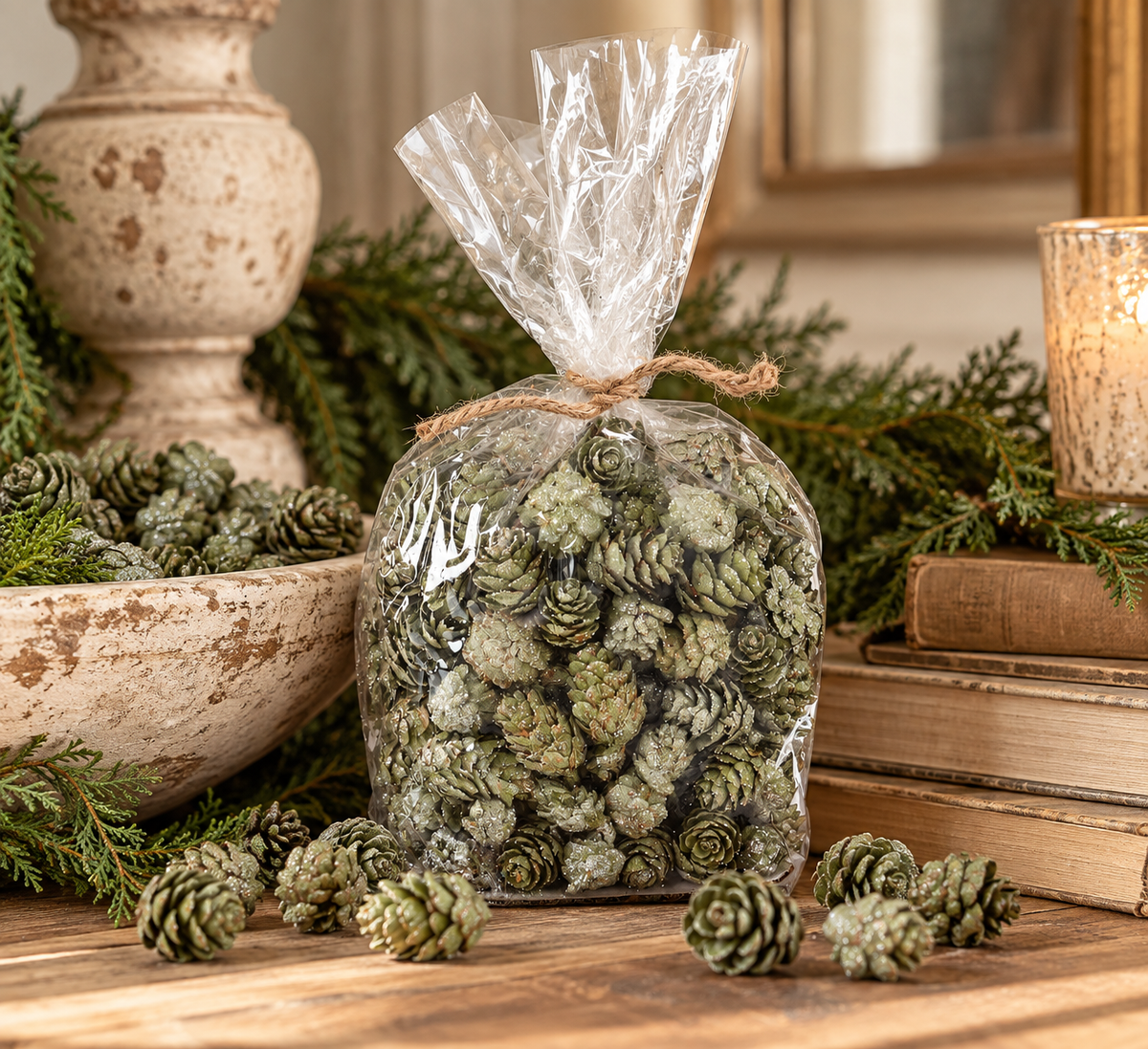 Mini Green Pinecone Bowl Filler