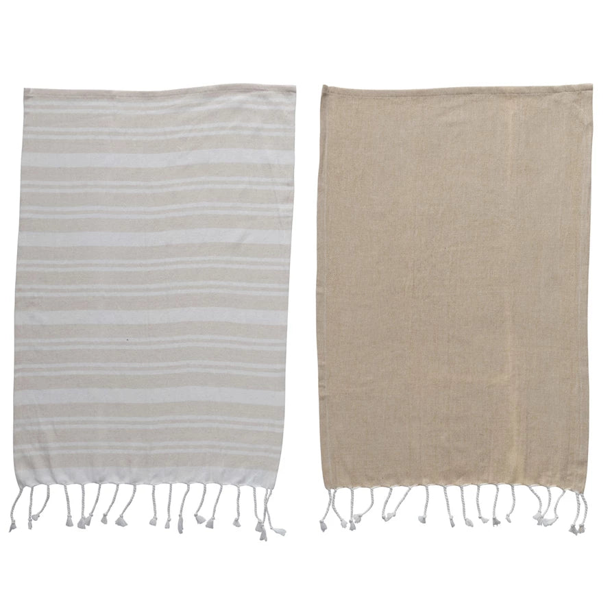 Neutral Fringe Set of Two Kitchen Towels