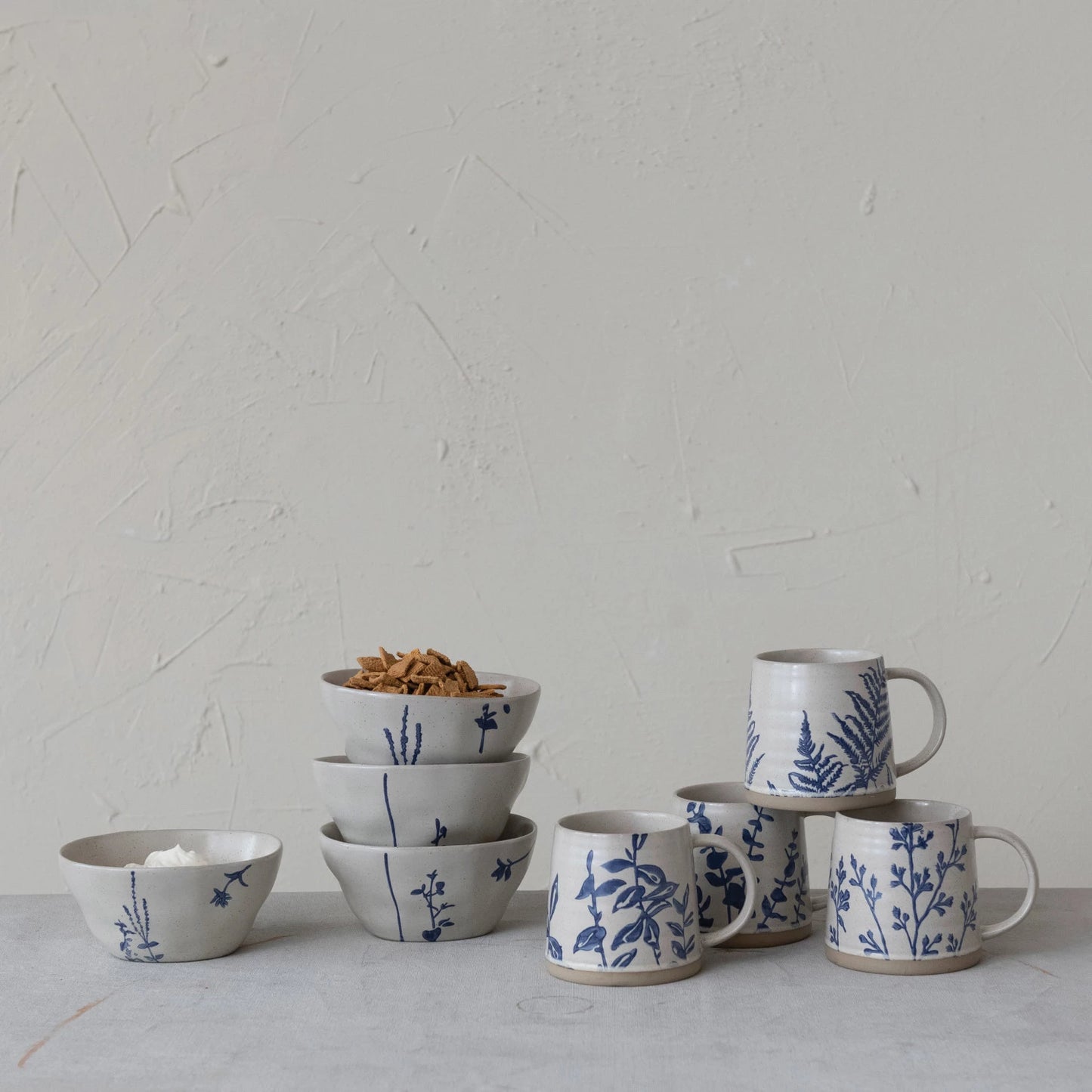 Stoneware Blue Printed Floral Mug