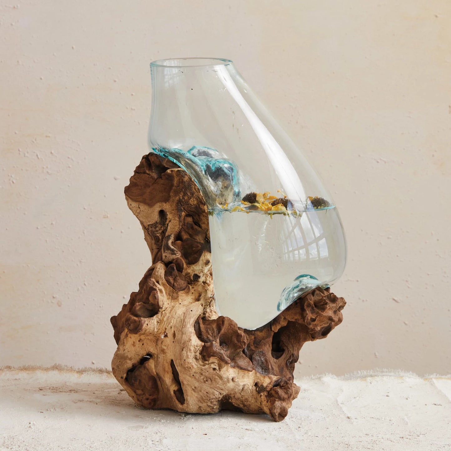 Recycled Glass Terrarium/Vase on Wood Base