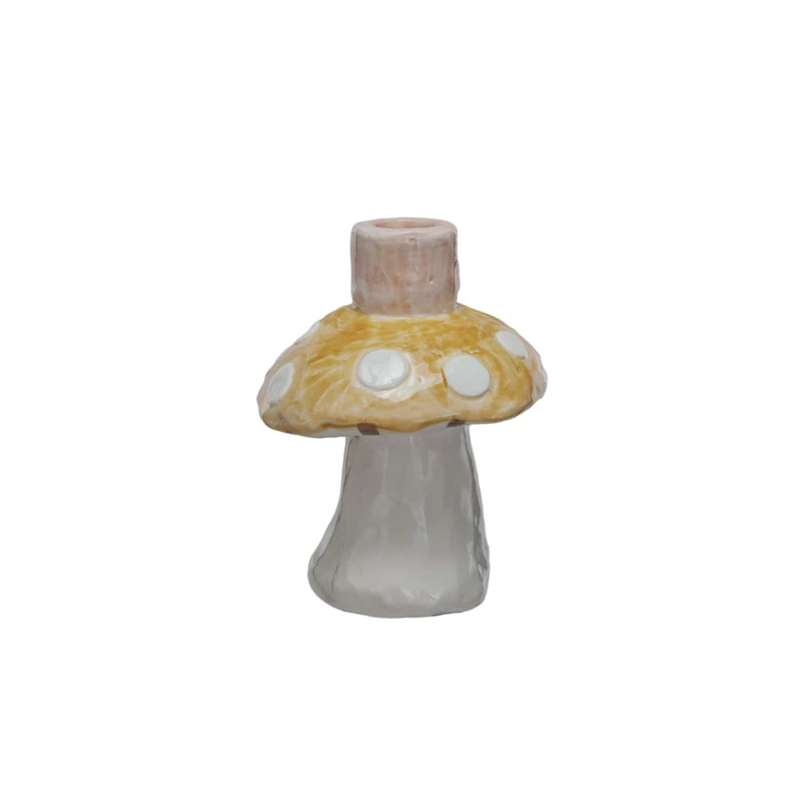 Hand-Painted Mushroom Taper Holder (Each One Will Vary)