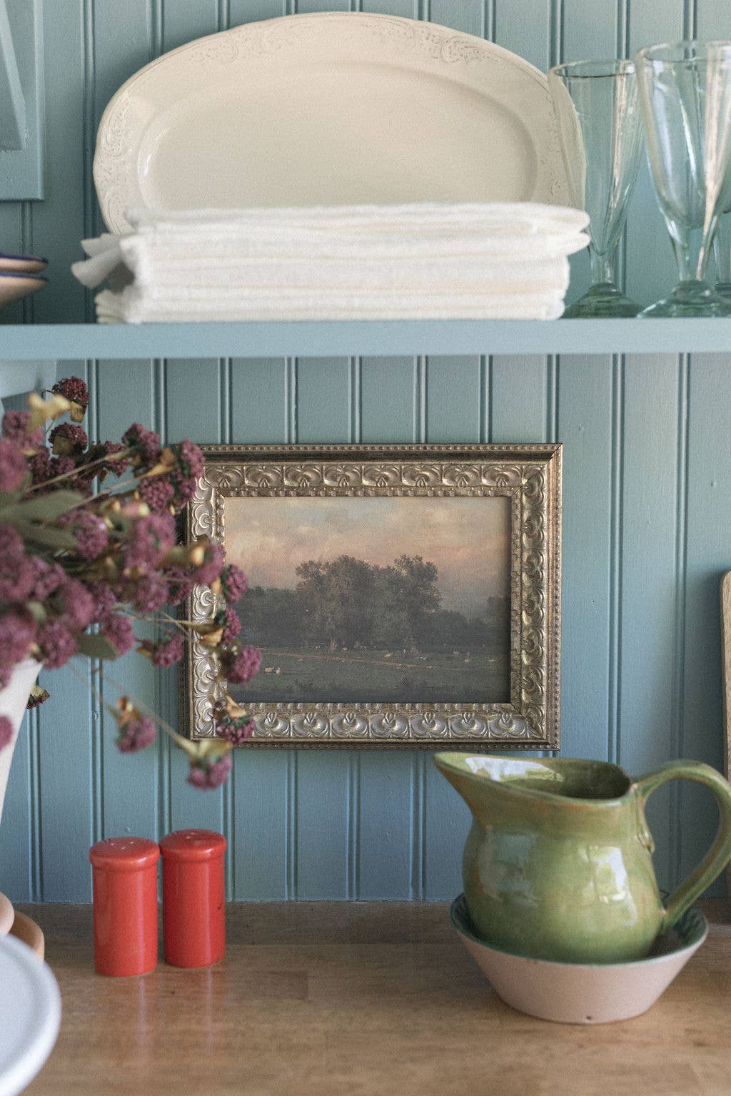 Sheep Farm Framed Antique Art: 10x8