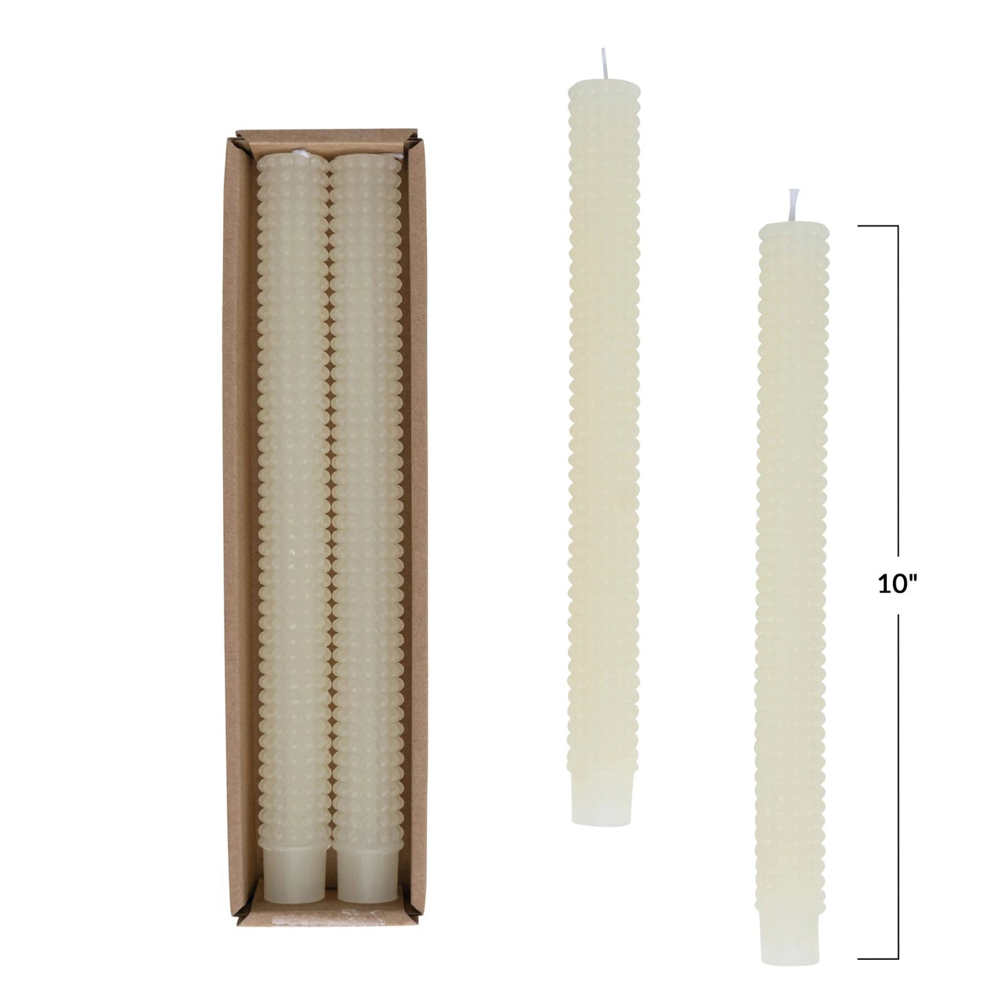 Cream Hobnail Taper Candle Sticks