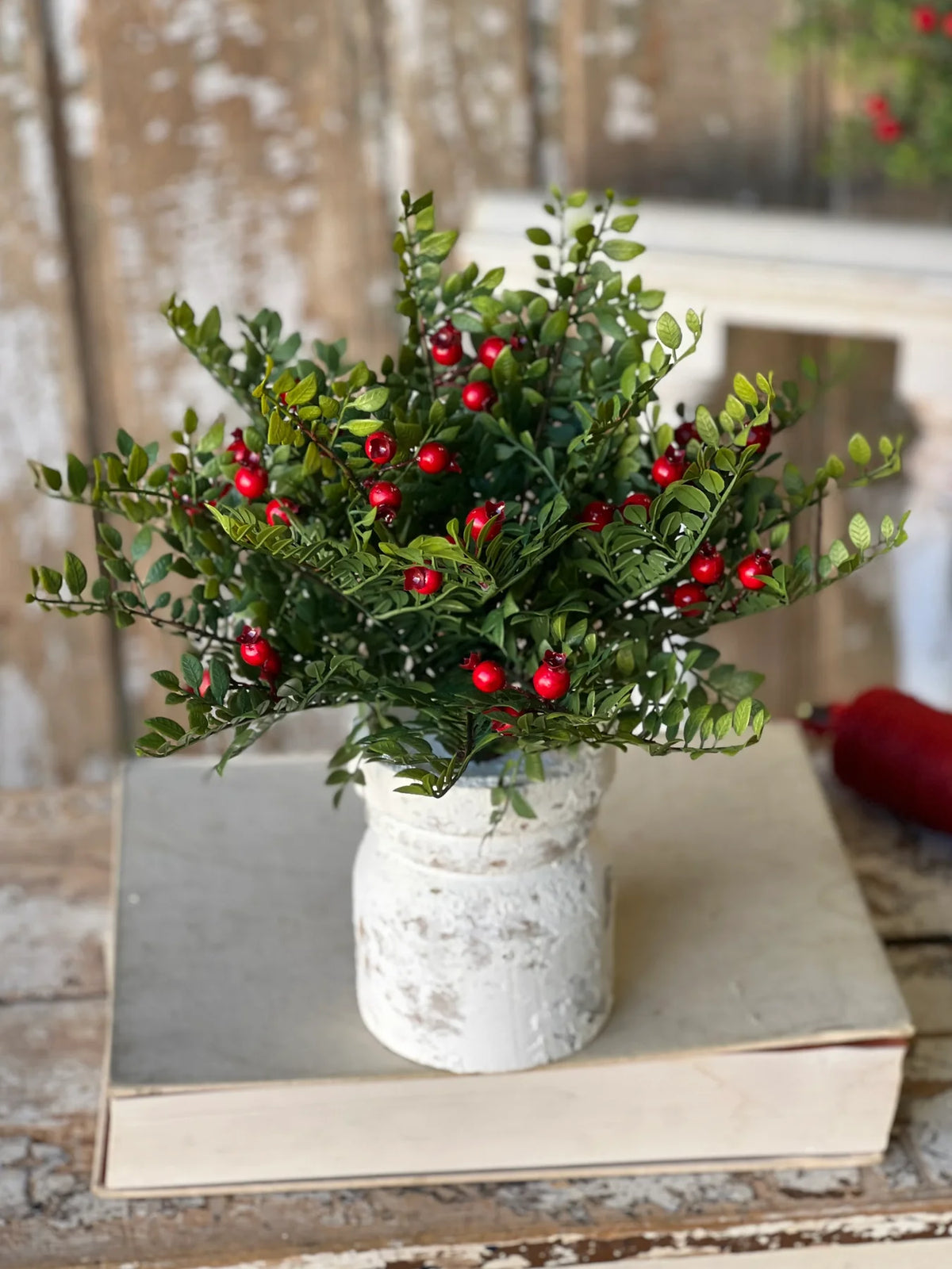 16” Red Berry Mini Leaf Bush