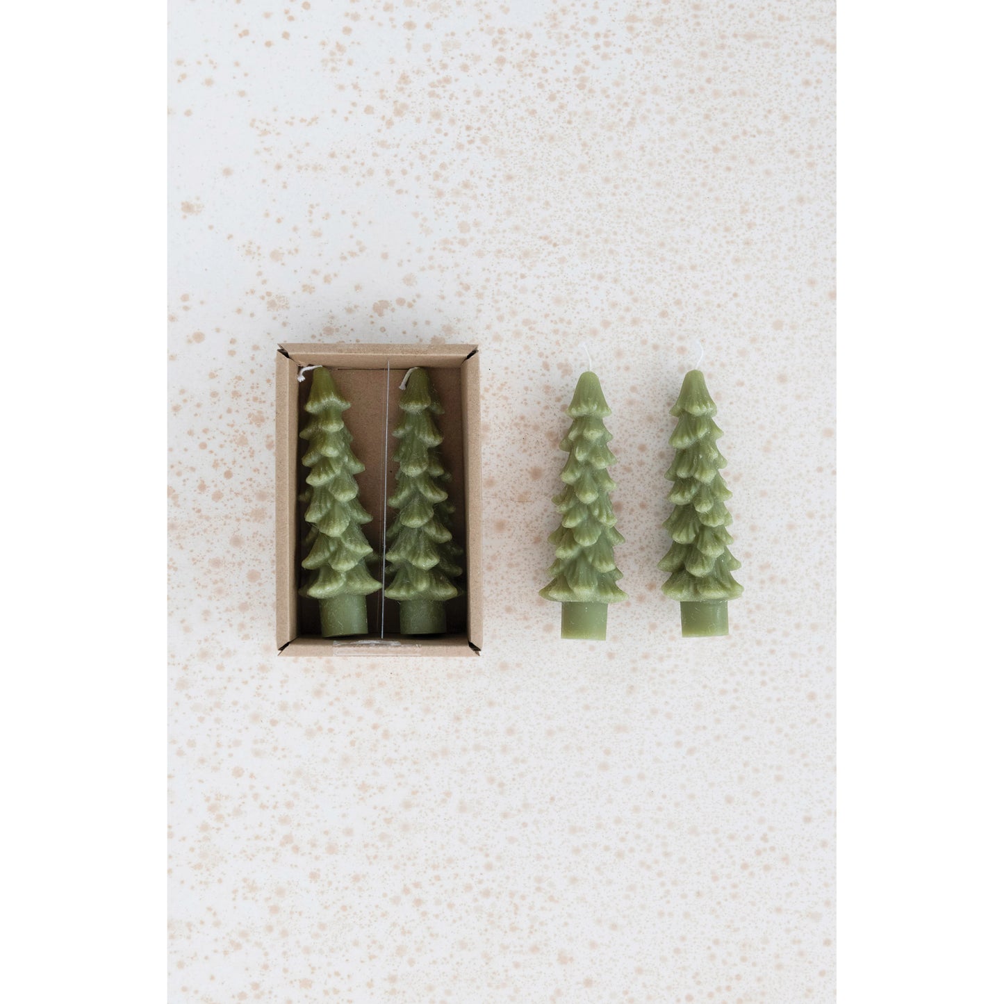 Lighter Green Tree Taper Candle Sticks ( Set of 2)