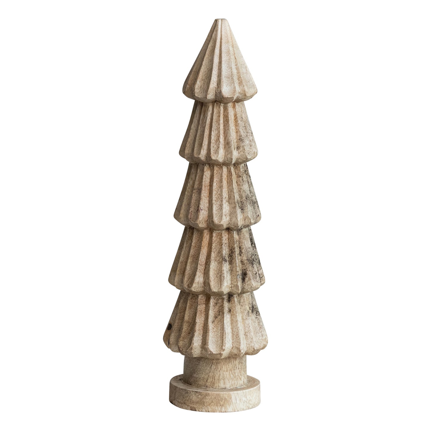 4" Round x 12-1/2"H Carved Mango Wood Tree, Natural