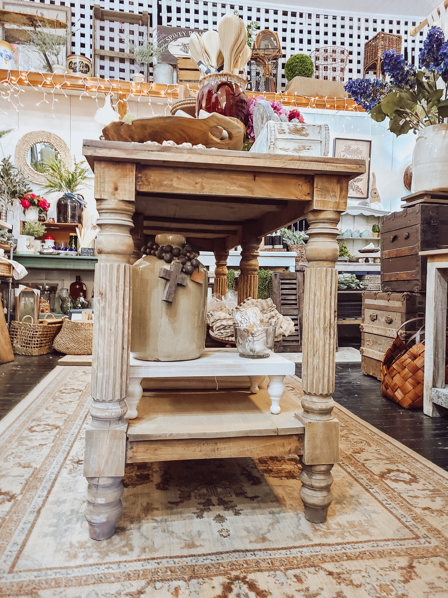 Bleached wood kitchen island