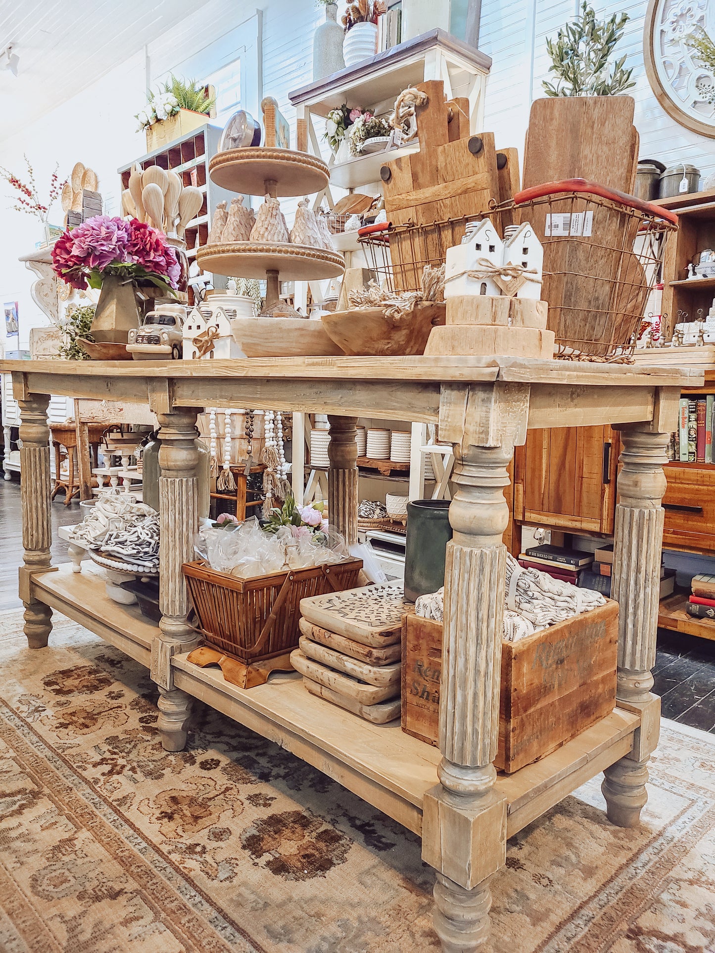 Bleached wood kitchen island